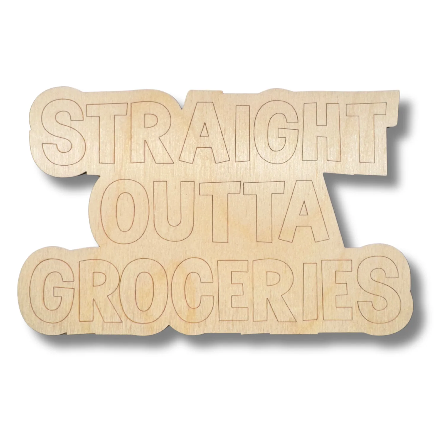 Unfinished Wood Etched Straight Outta Groceries Shape | Paint By Line Crafts | up to 30" DIY - Image 2
