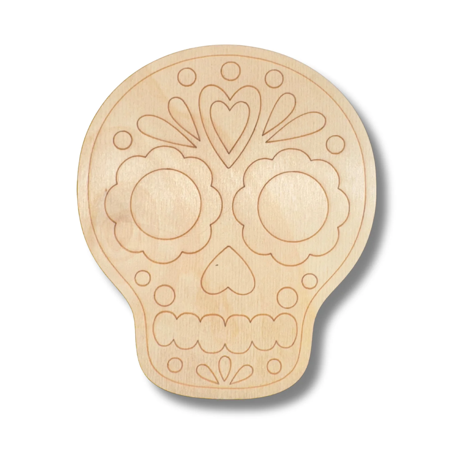 Unfinished Wood Etched Sugar Skull Shape | Paint By Line Crafts | up to 30" DIY - Image 2