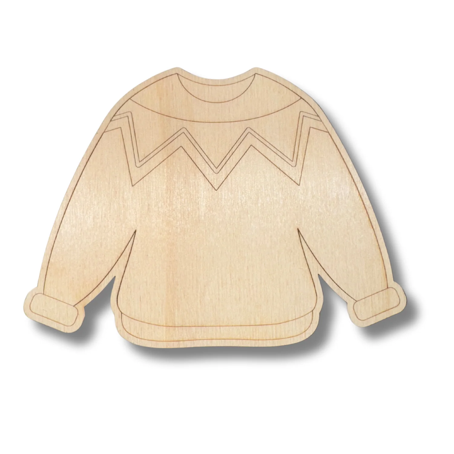 Unfinished Wood Etched Sweater Shape | Paint By Line Crafts | up to 30" DIY - Image 2