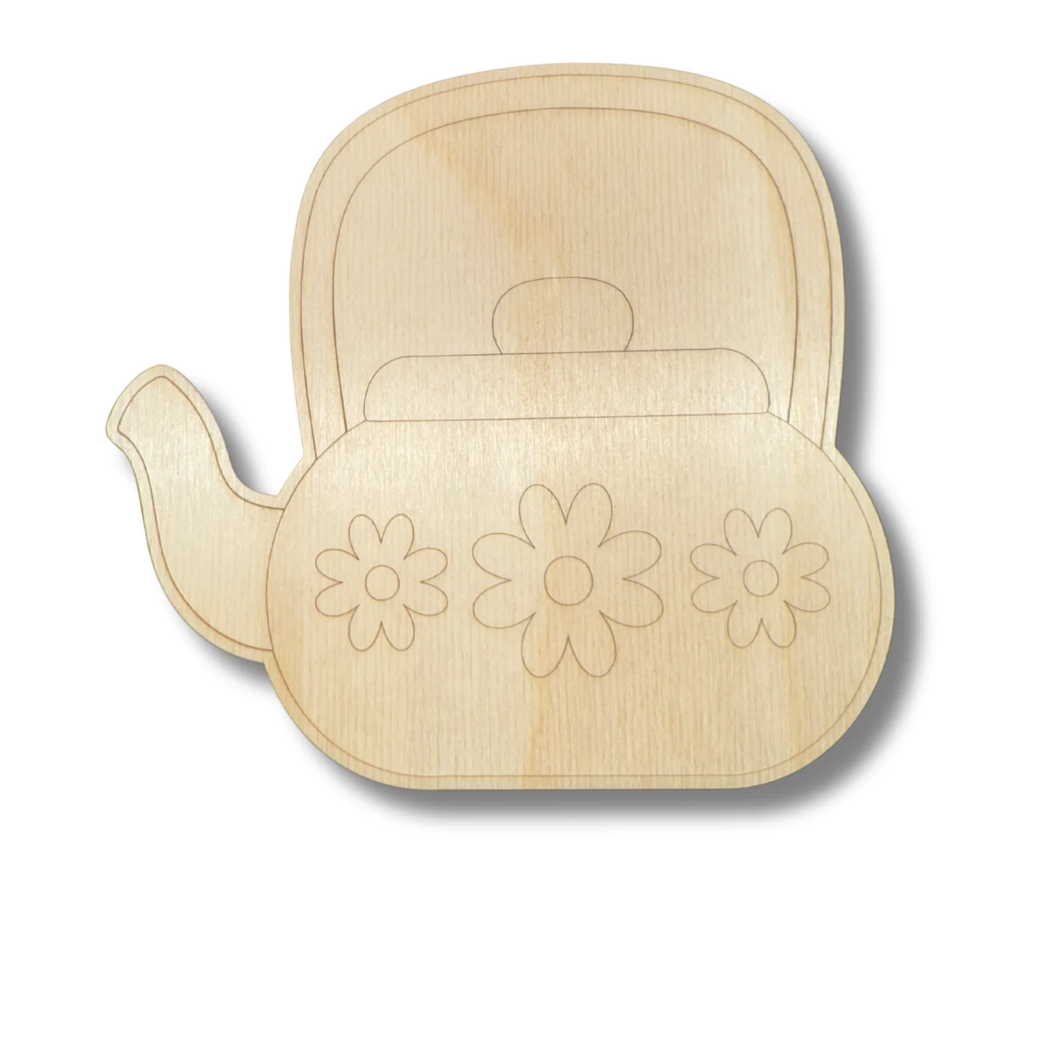 Unfinished Wood Etched Tea Kettle Shape | Paint By Line Crafts | up to 30" DIY - Image 2