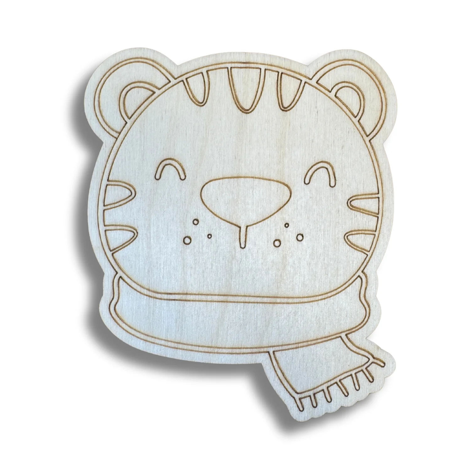 Unfinished Wood Etched Tiger Head Shape | Paint By Line Crafts | up to 30" DIY - Image 2