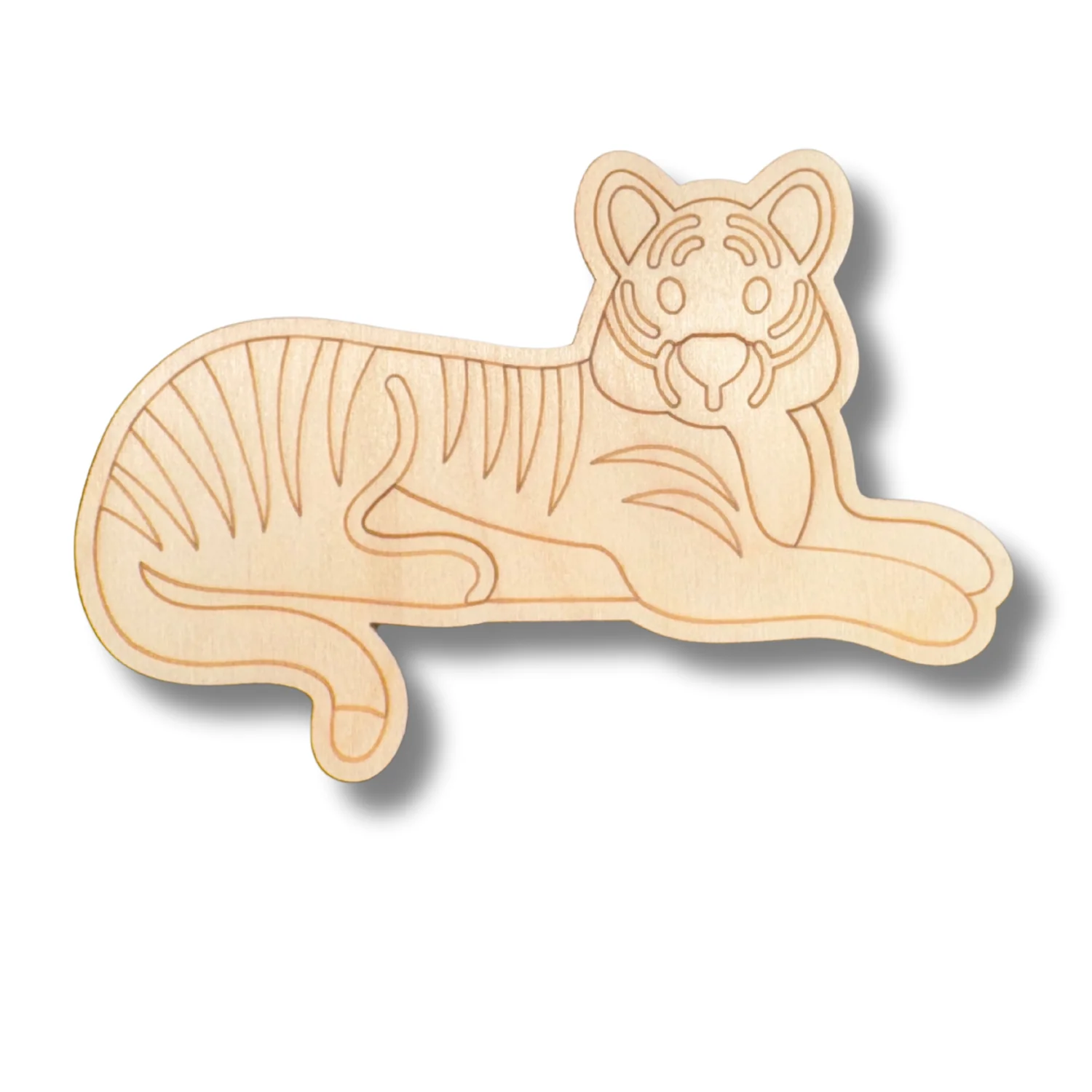 Unfinished Wood Etched Tiger Shape | Paint By Line Crafts | up to 30" DIY - Image 2