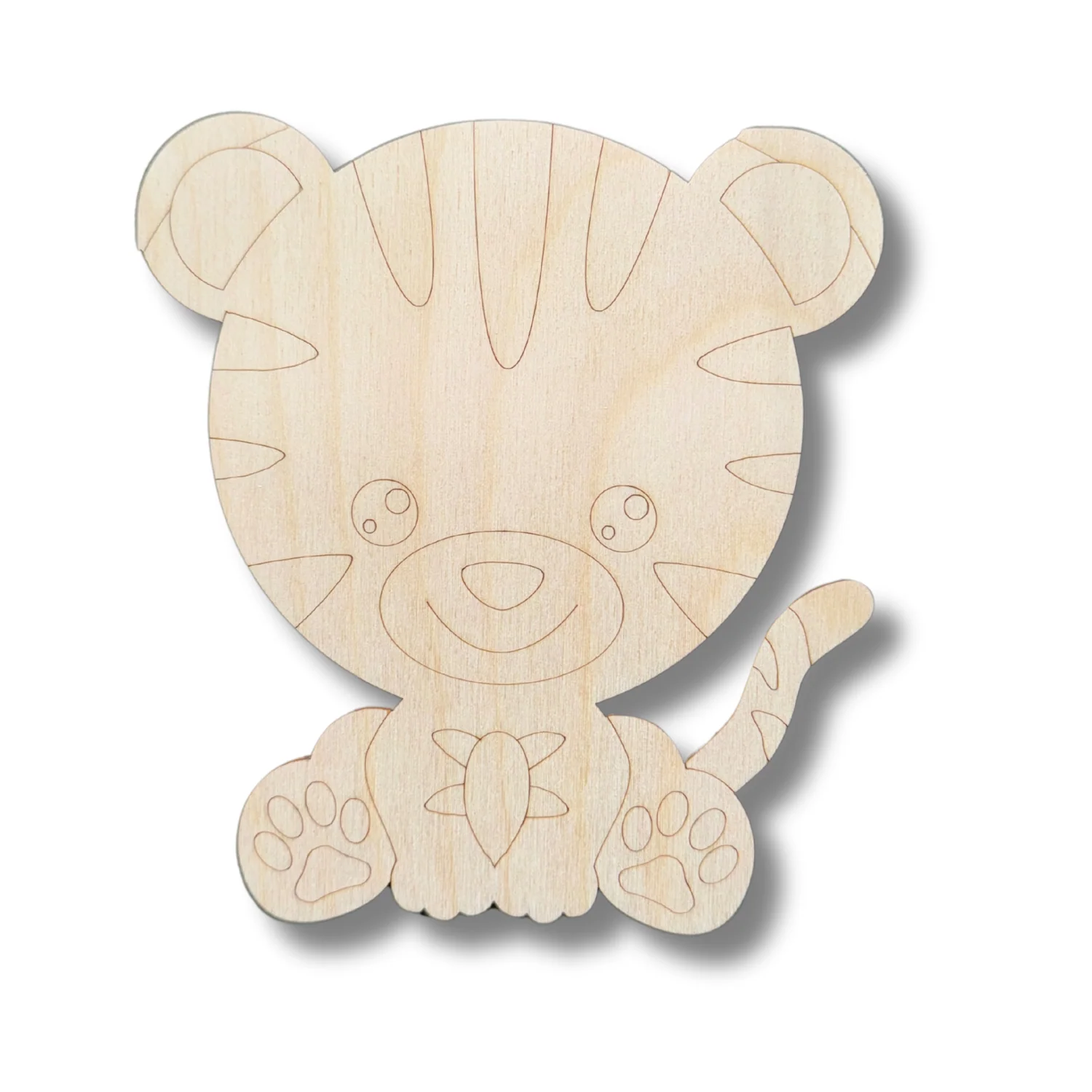 Unfinished Wood Etched Tiger Shape | Paint By Line Crafts | up to 30" DIY - Image 2