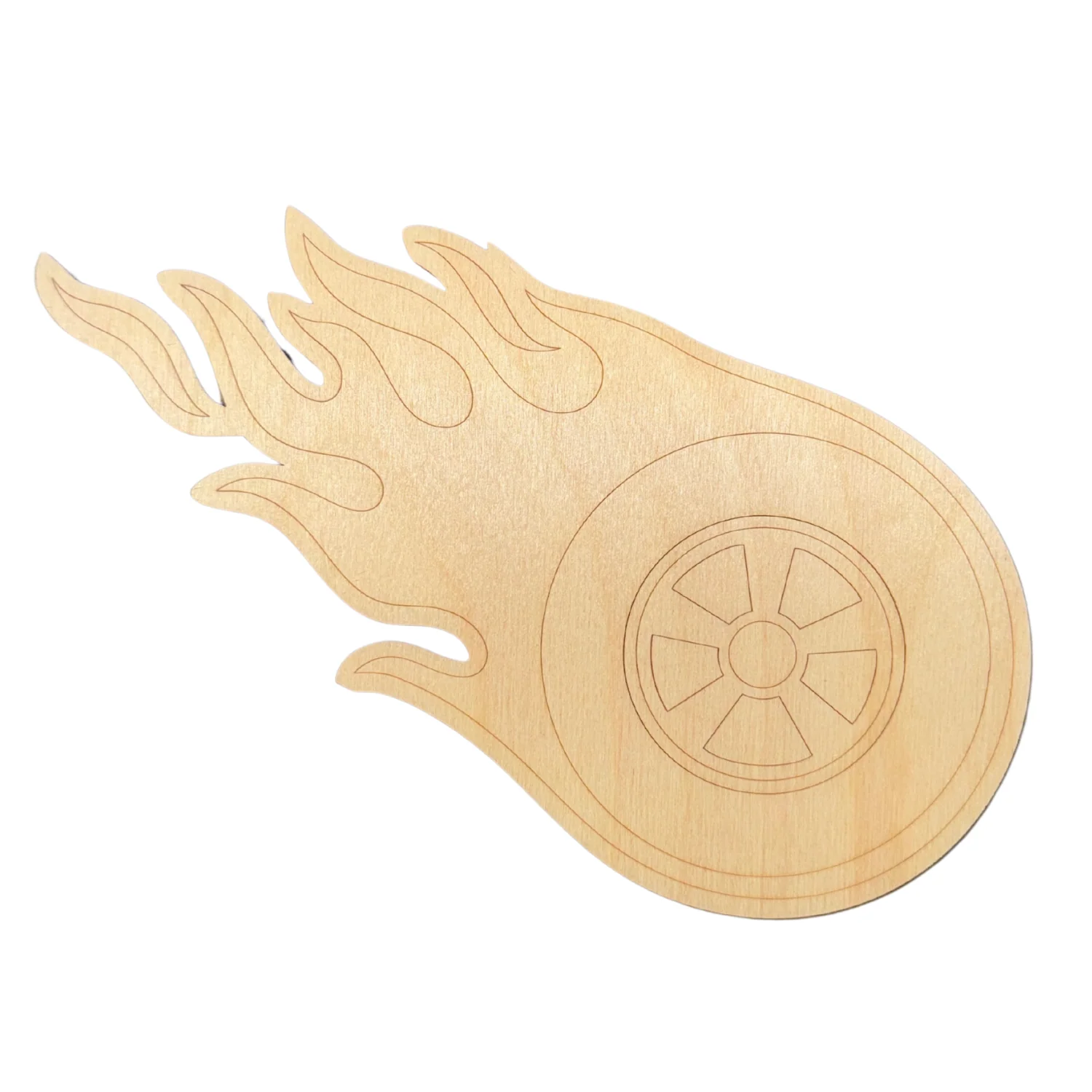 Unfinished Wood Etched Tire Flame Shape | Paint By Line Crafts | up to 30" DIY - Image 2