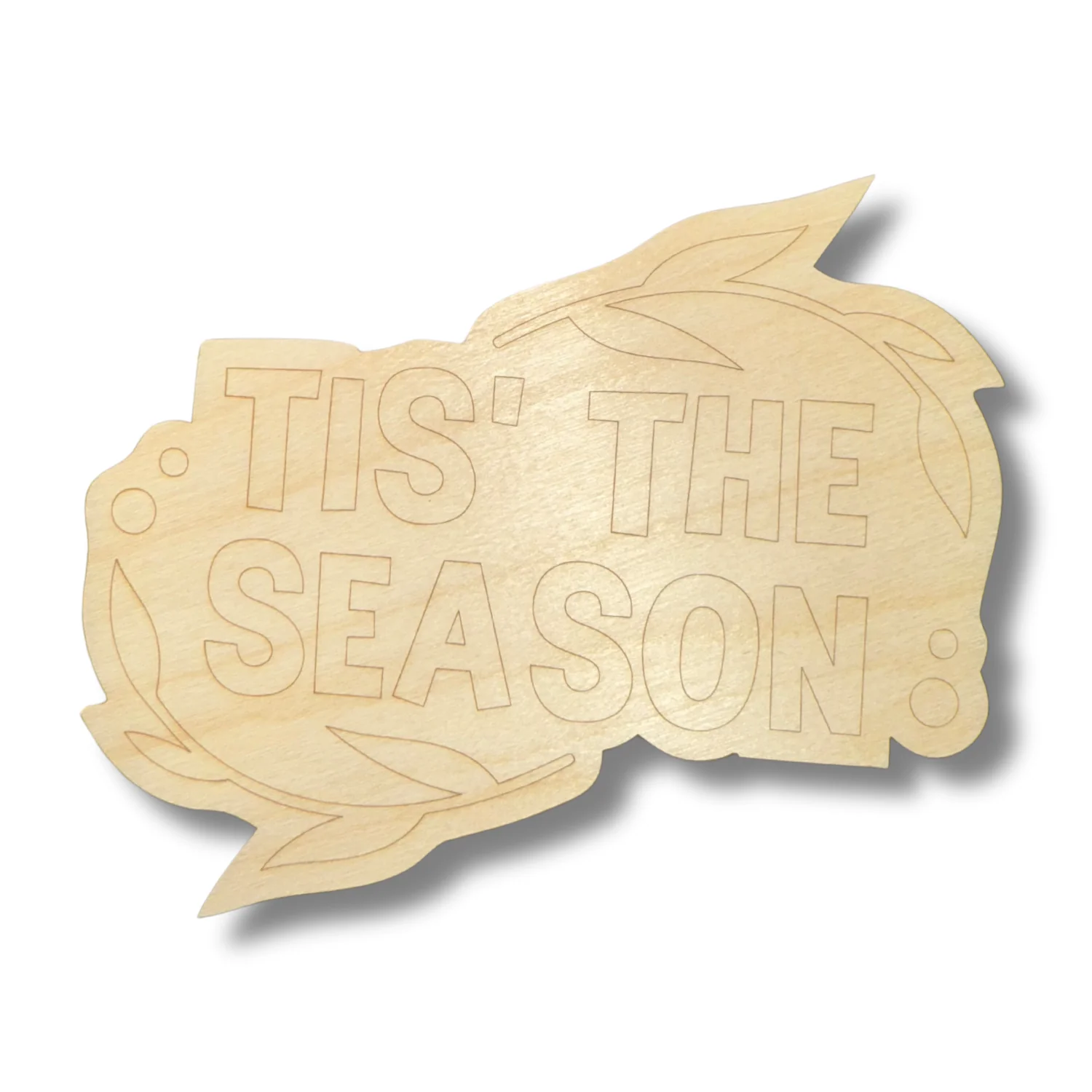 Unfinished Wood Etched Tis' The Season Shape | Paint By Line Crafts | up to 30" DIY - Image 2