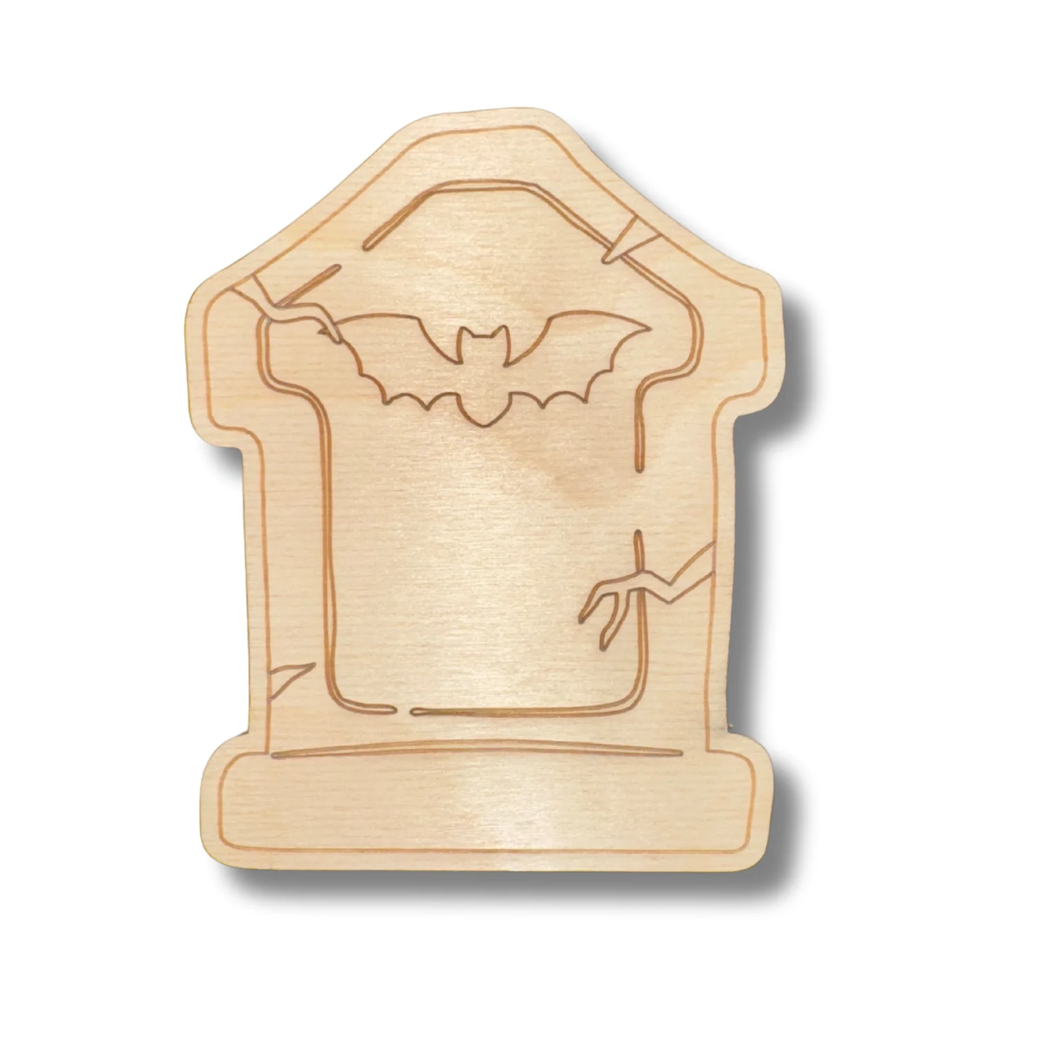 Unfinished Wood Etched Tombstone Shape | Paint By Line Crafts | up to 30" DIY - Image 2