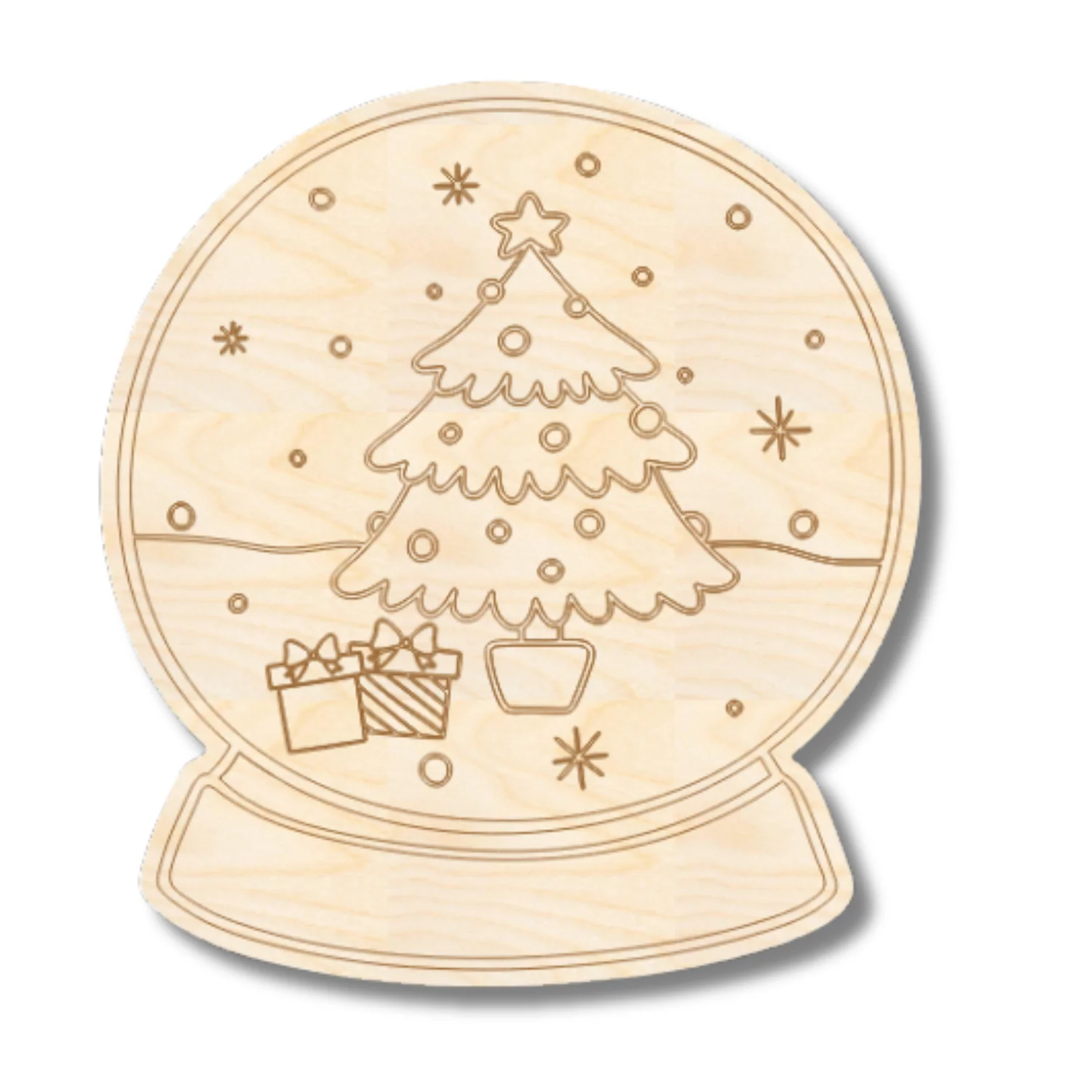 Unfinished Wood Etched Tree Snowglobe Shape | Paint By Line Crafts | up to 30" DIY