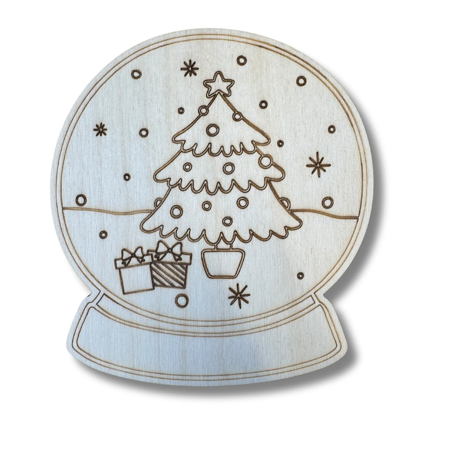 Unfinished Wood Etched Tree Snowglobe Shape | Paint By Line Crafts | up to 30" DIY - Image 2