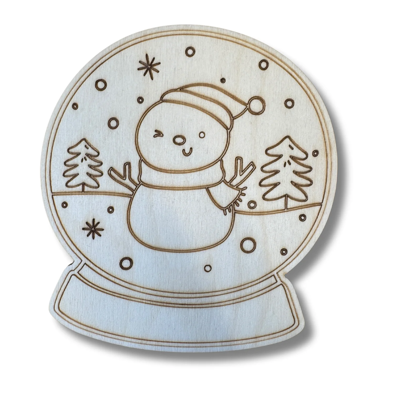 Unfinished Wood Etched Tree Snowman Snowglobe Shape | Paint By Line Crafts | up to 30" DIY - Image 2