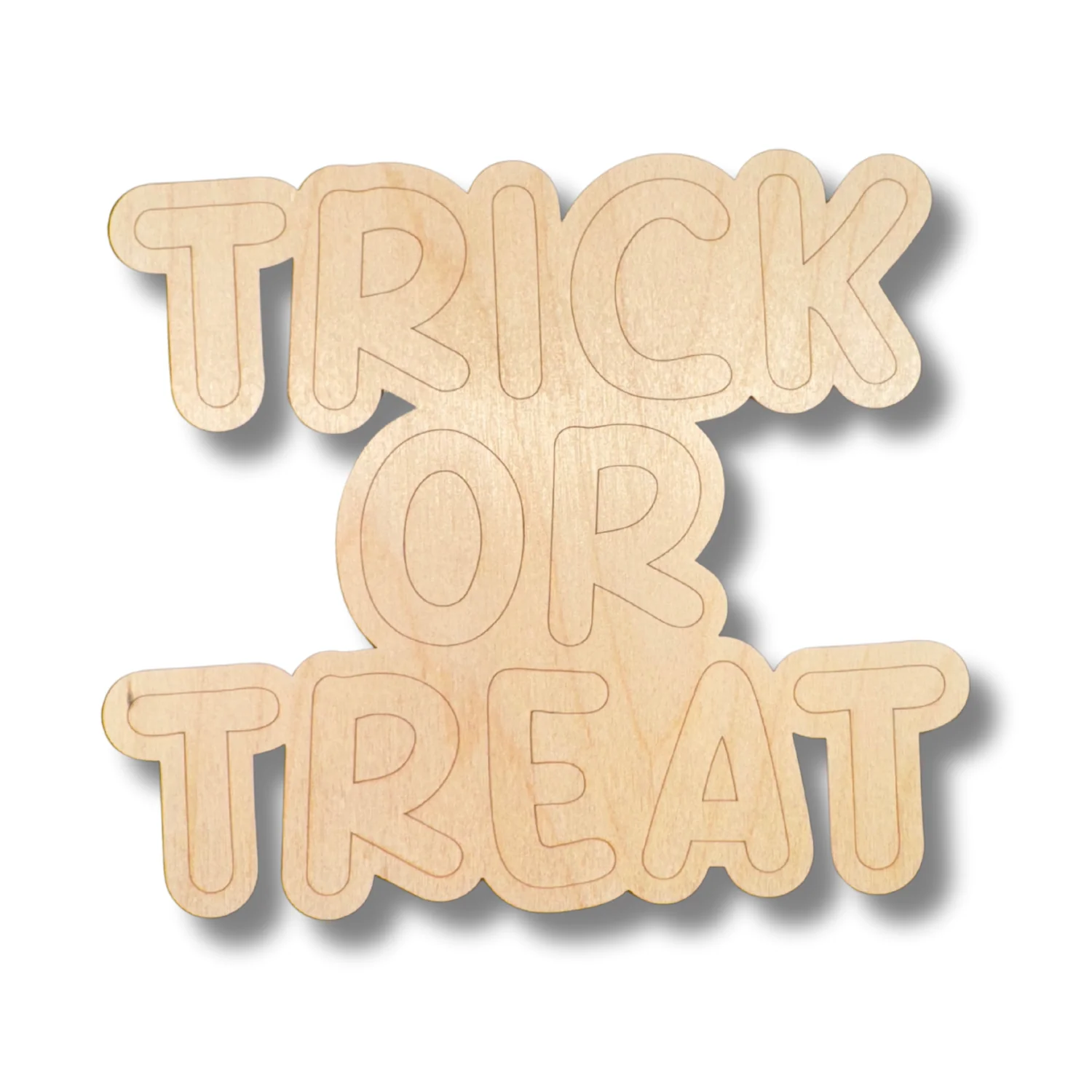 Unfinished Wood Etched Trick or Treat Shape | Paint By Line Crafts | up to 30" DIY - Image 2