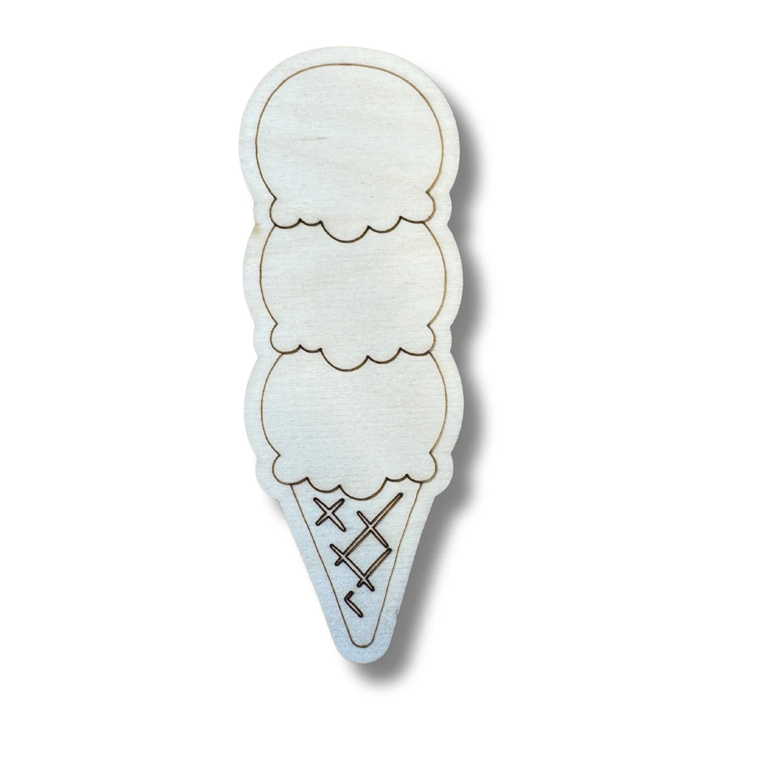 Unfinished Wood Etched Triple Ice Cream Scoop Shape | Paint By Line Crafts | up to 30" DIY - Image 2