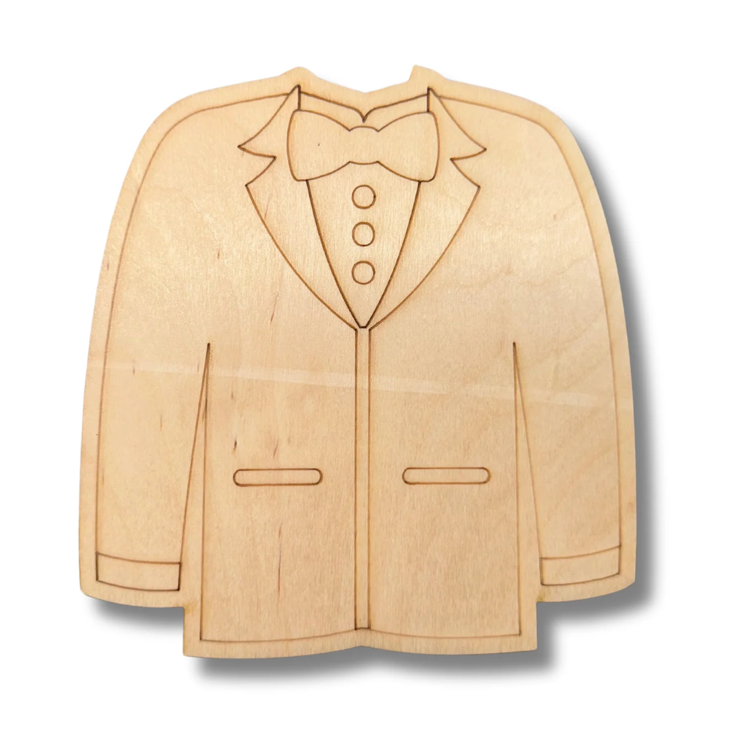 Unfinished Wood Etched Tux Shape | Paint By Line Crafts | up to 30" DIY - Image 2