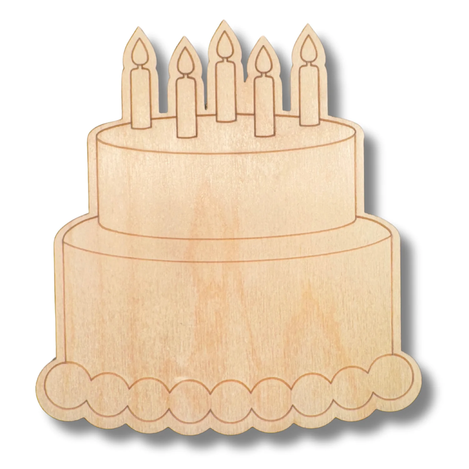 Unfinished Wood Etched Two Tier Birthday Cake Shape | Paint By Line Crafts | up to 30" DIY - Image 2