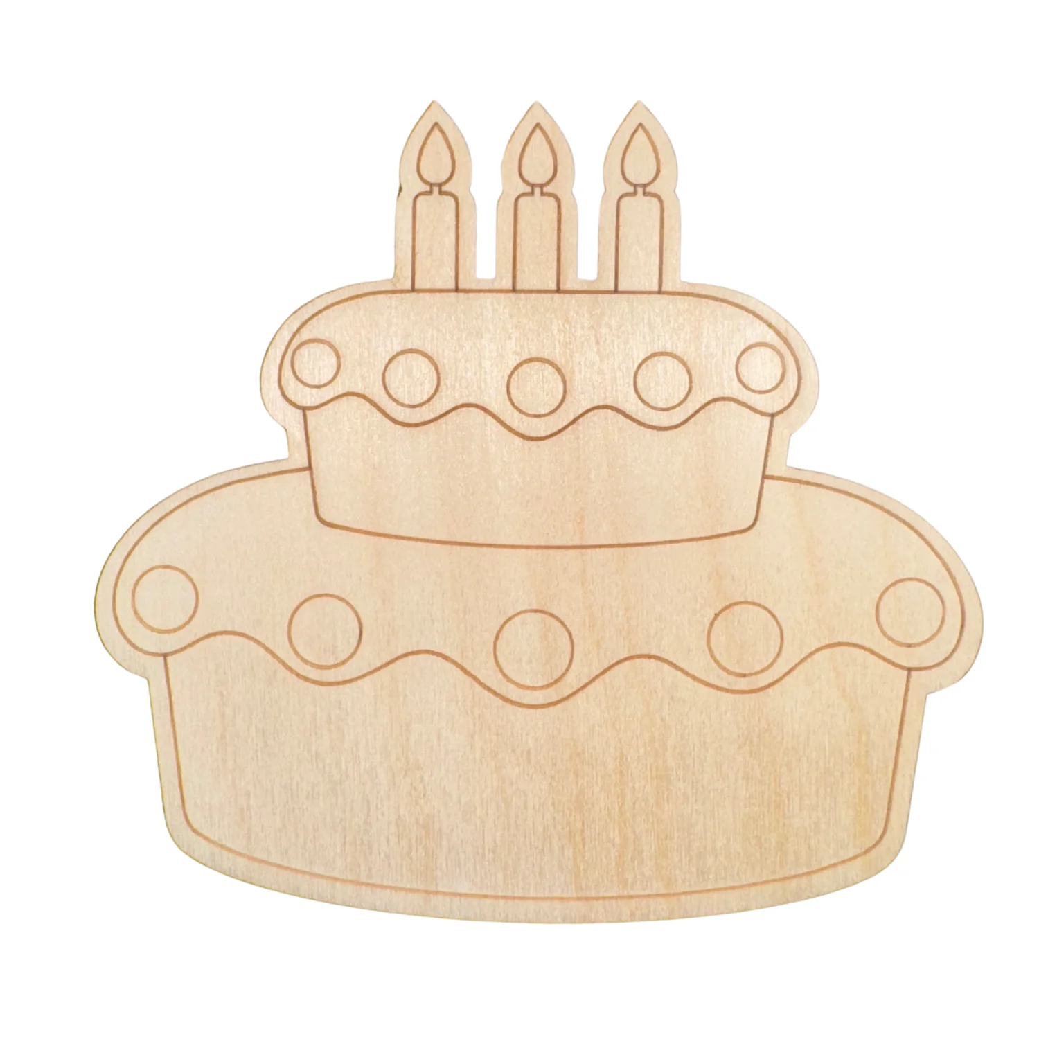 Unfinished Wood Etched Two Tier Birthday Cake Shape | Paint By Line Crafts | up to 30" DIY - Image 2