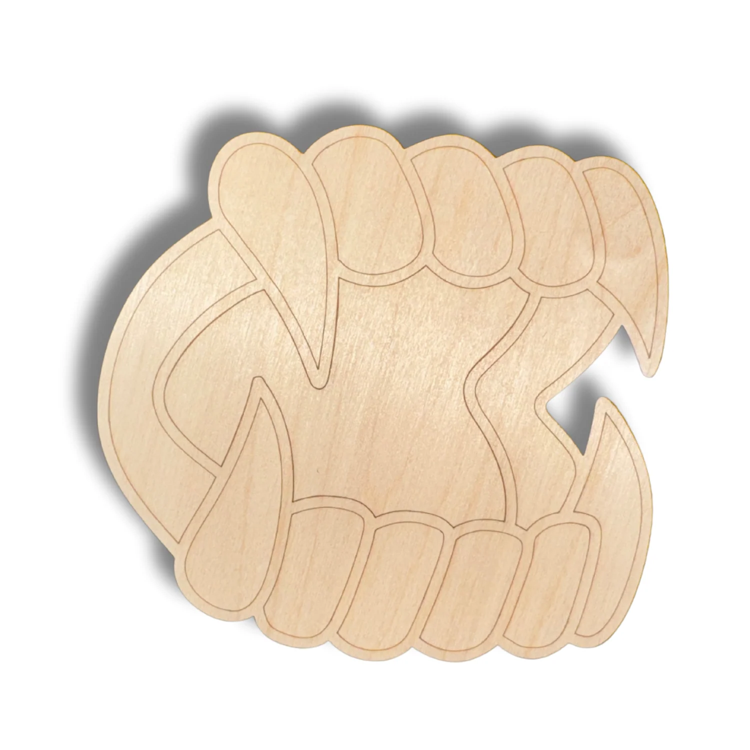 Unfinished Wood Etched Vampire Teeth Shape | Paint By Line Crafts | up to 30" DIY - Image 2