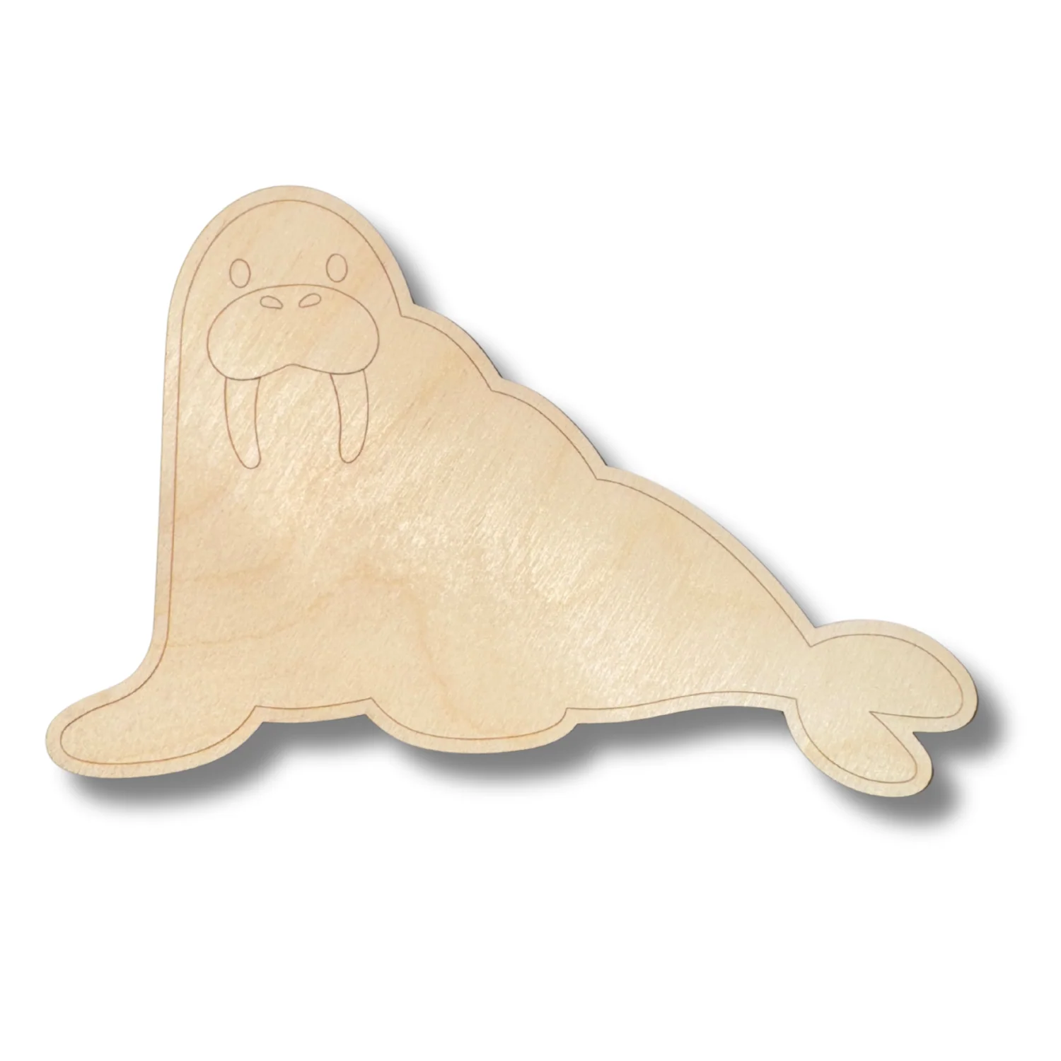 Unfinished Wood Etched Walrus Shape | Paint By Line Crafts | up to 30" DIY - Image 2