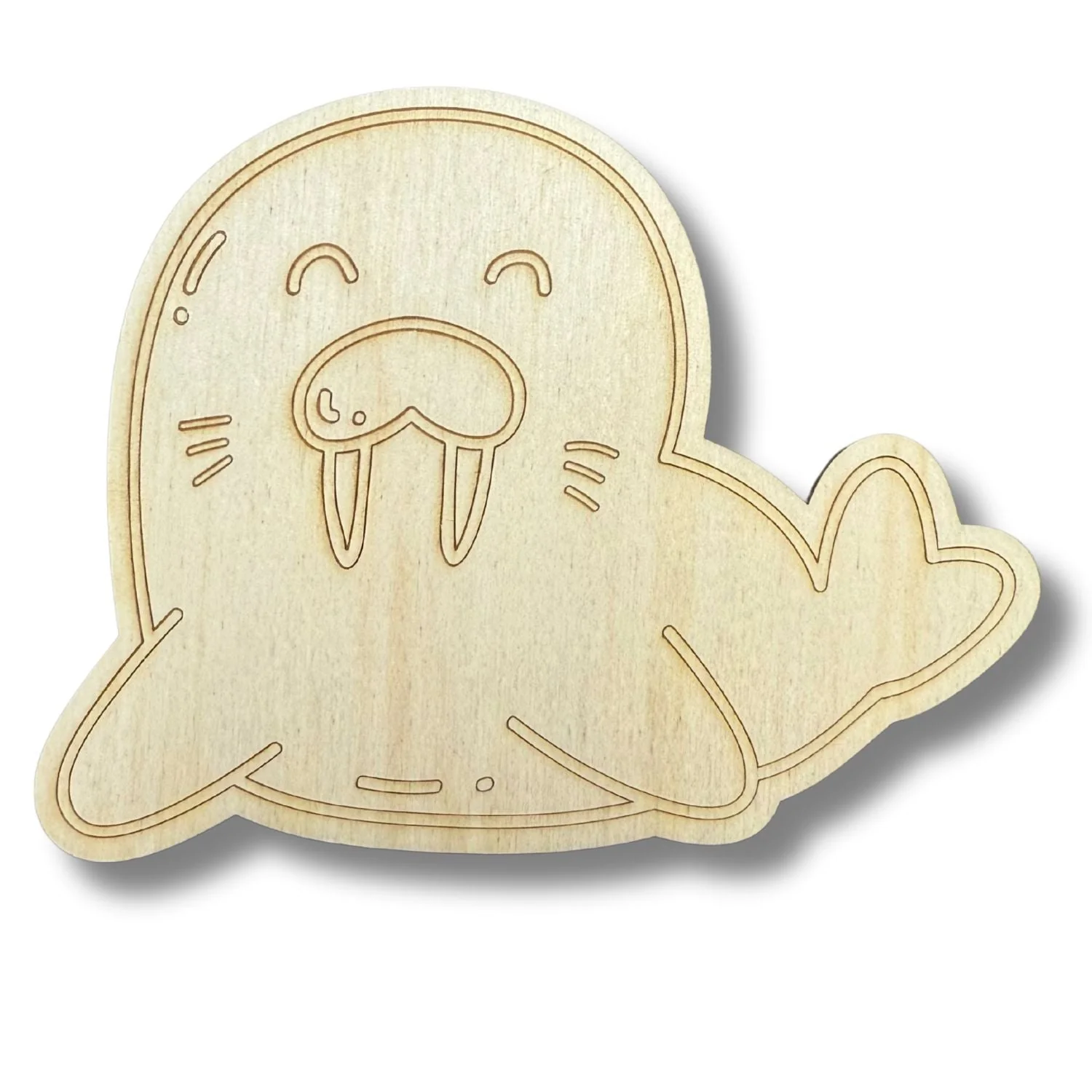 Unfinished Wood Etched Walrus Shape | Paint By Line Crafts | up to 30" DIY - Image 2