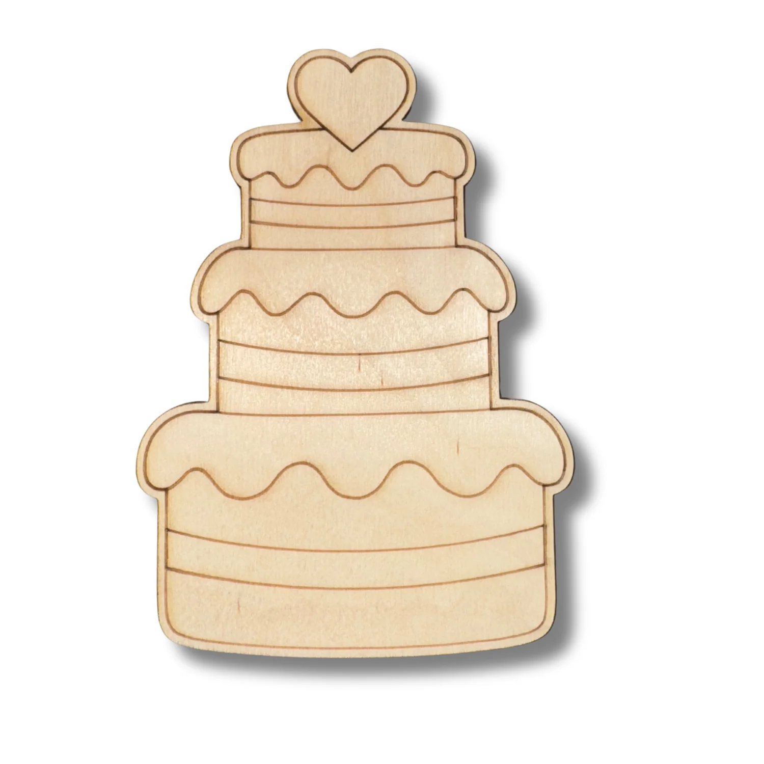 Unfinished Wood Etched Wedding Cake Shape | Paint By Line Crafts | up to 30" DIY - Image 2