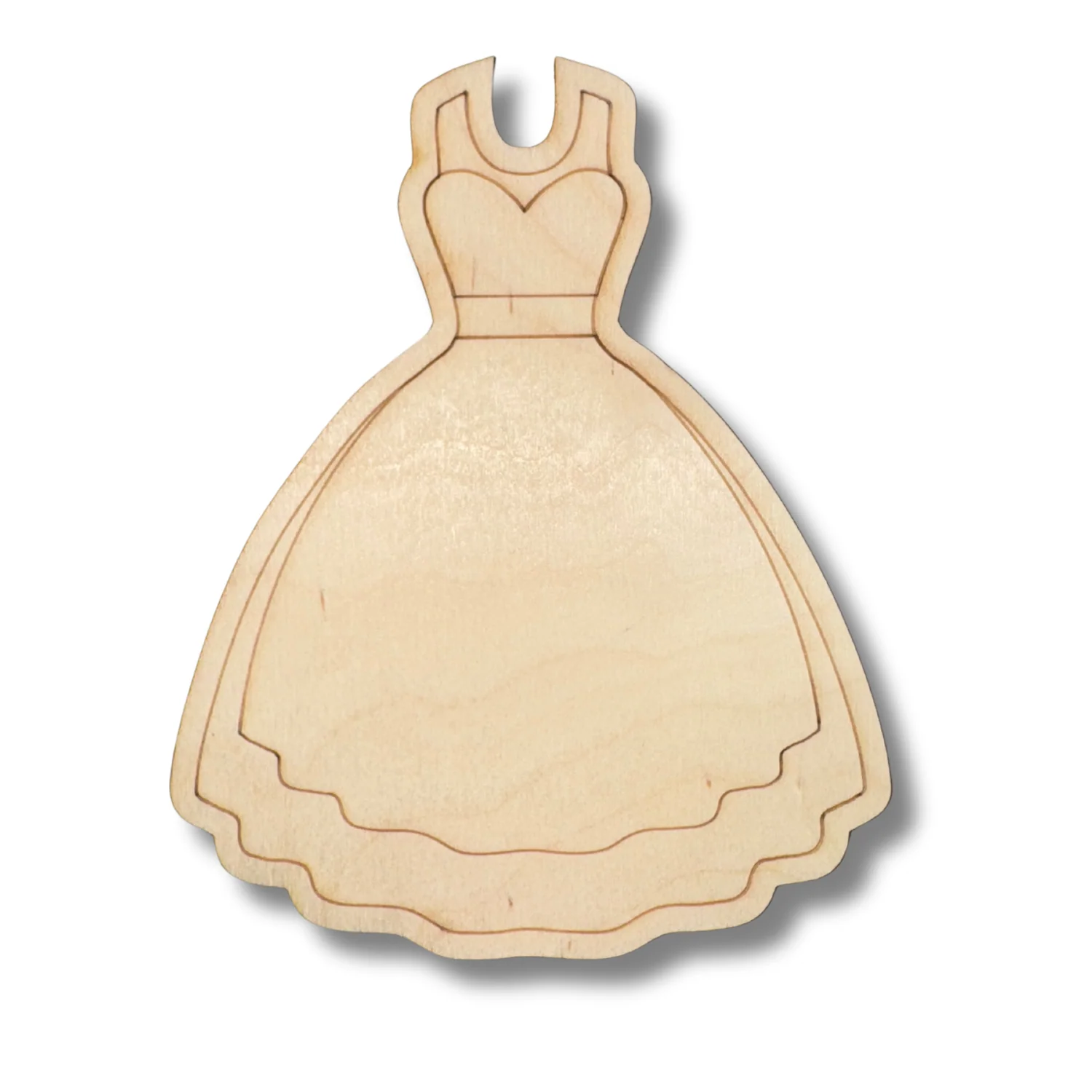 Unfinished Wood Etched Wedding Dress Shape | Paint By Line Crafts | up to 30" DIY - Image 2