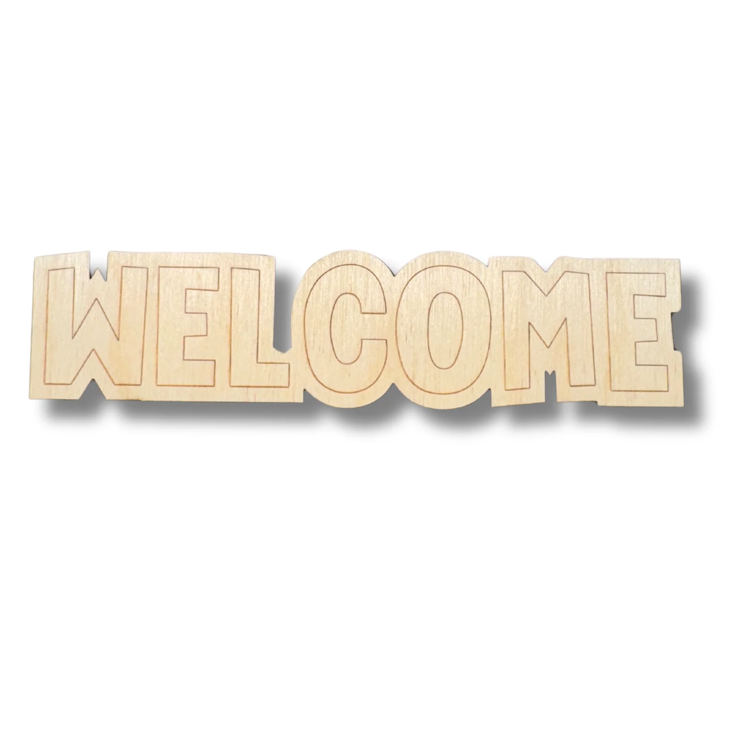 Unfinished Wood Etched Welcome Shape | Paint By Line Crafts | up to 30" DIY - Image 2