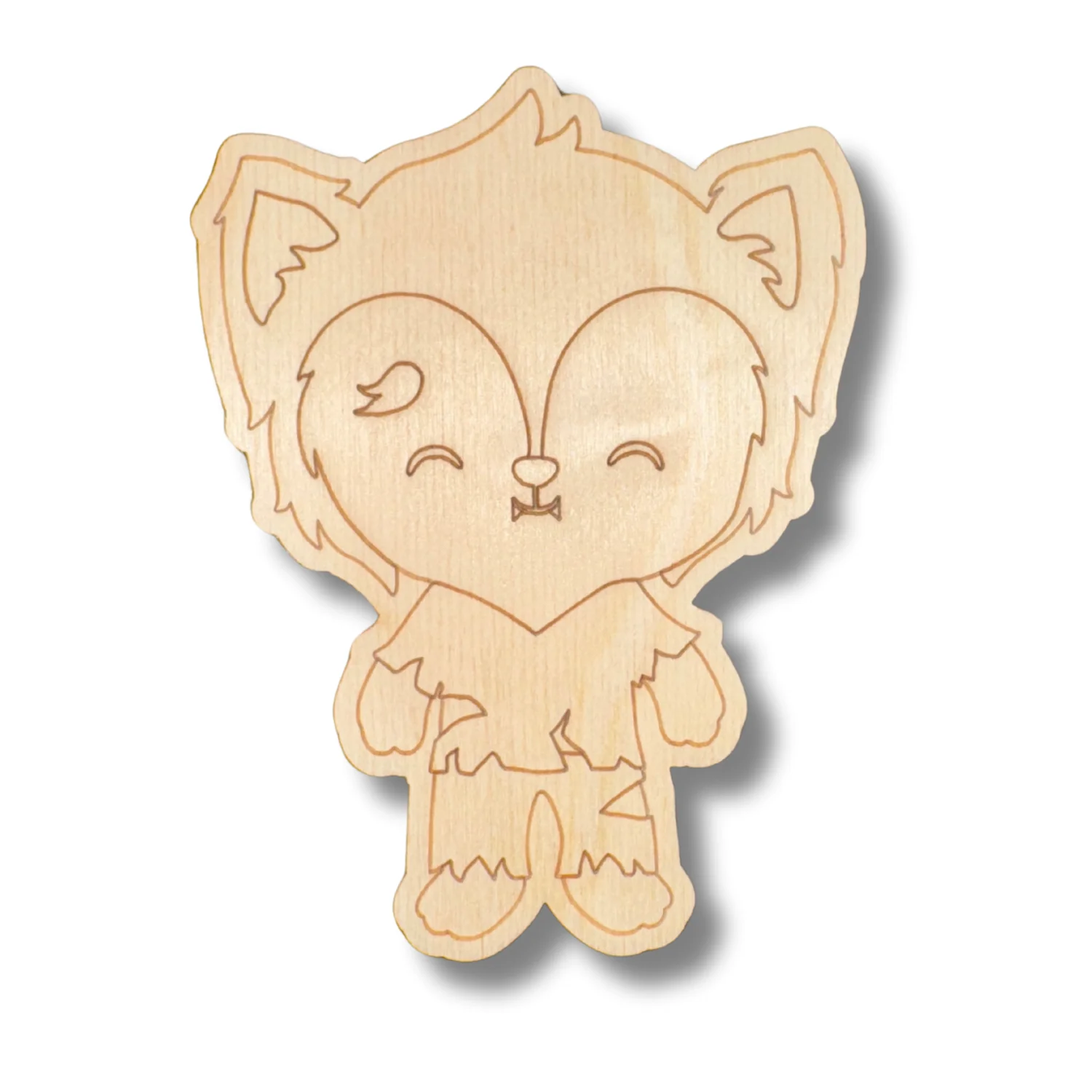 Unfinished Wood Etched Werewolf Shape | Paint By Line Crafts | up to 30" DIY - Image 2