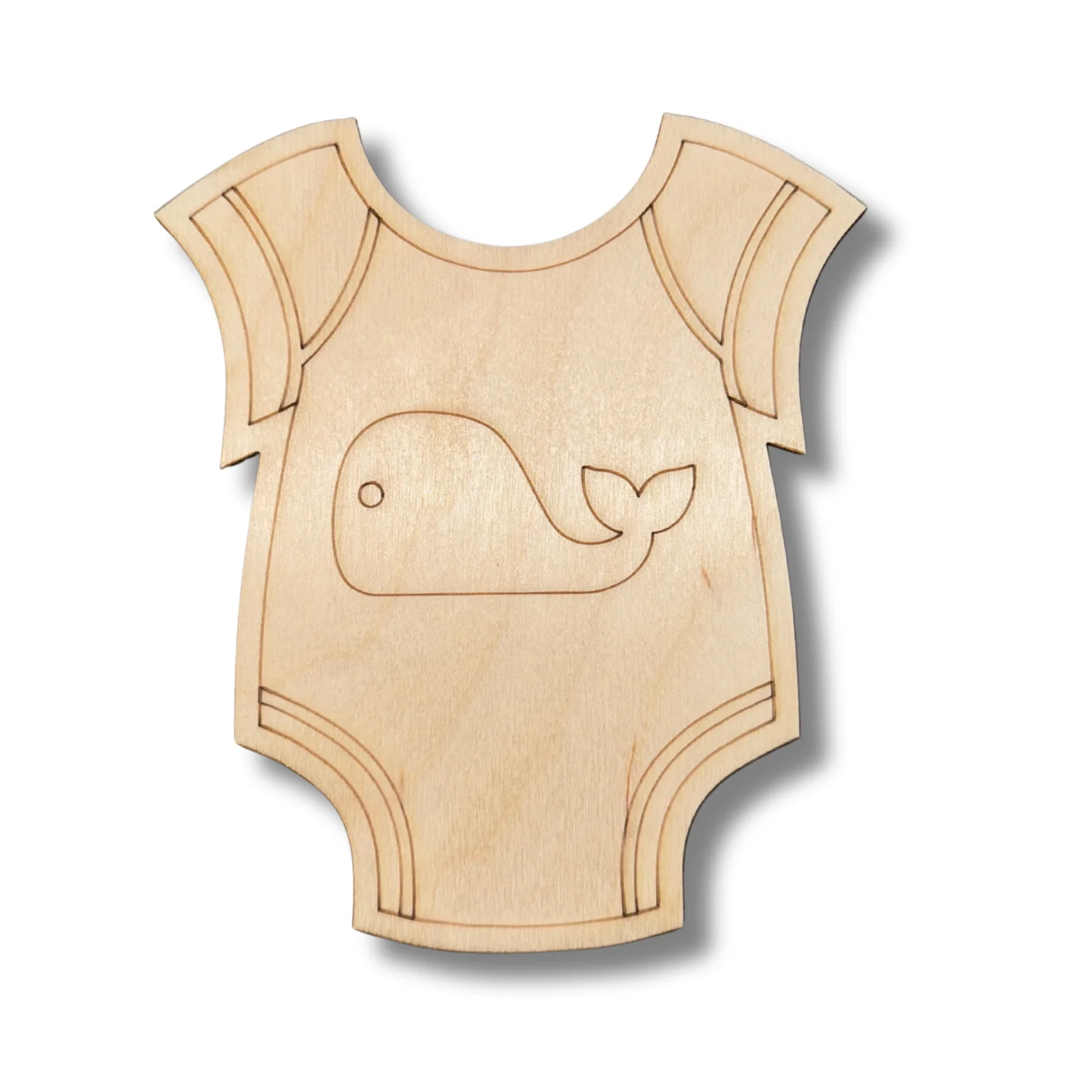 Unfinished Wood Etched Whale Onesie Shape | Paint By Line Crafts | up to 30" DIY - Image 2