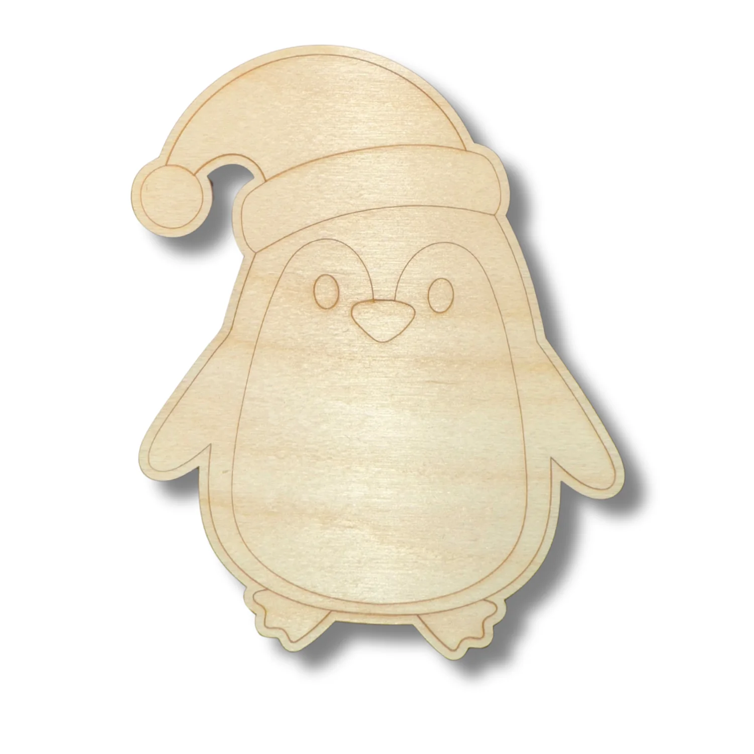 Unfinished Wood Etched Winter Penguin Shape | Paint By Line Crafts | up to 30" DIY - Image 2