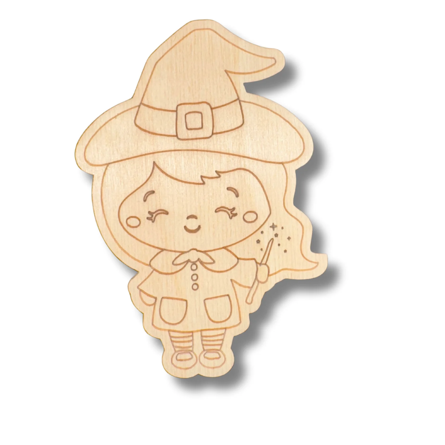 Unfinished Wood Etched Witch Shape | Paint By Line Crafts | up to 30" DIY - Image 2