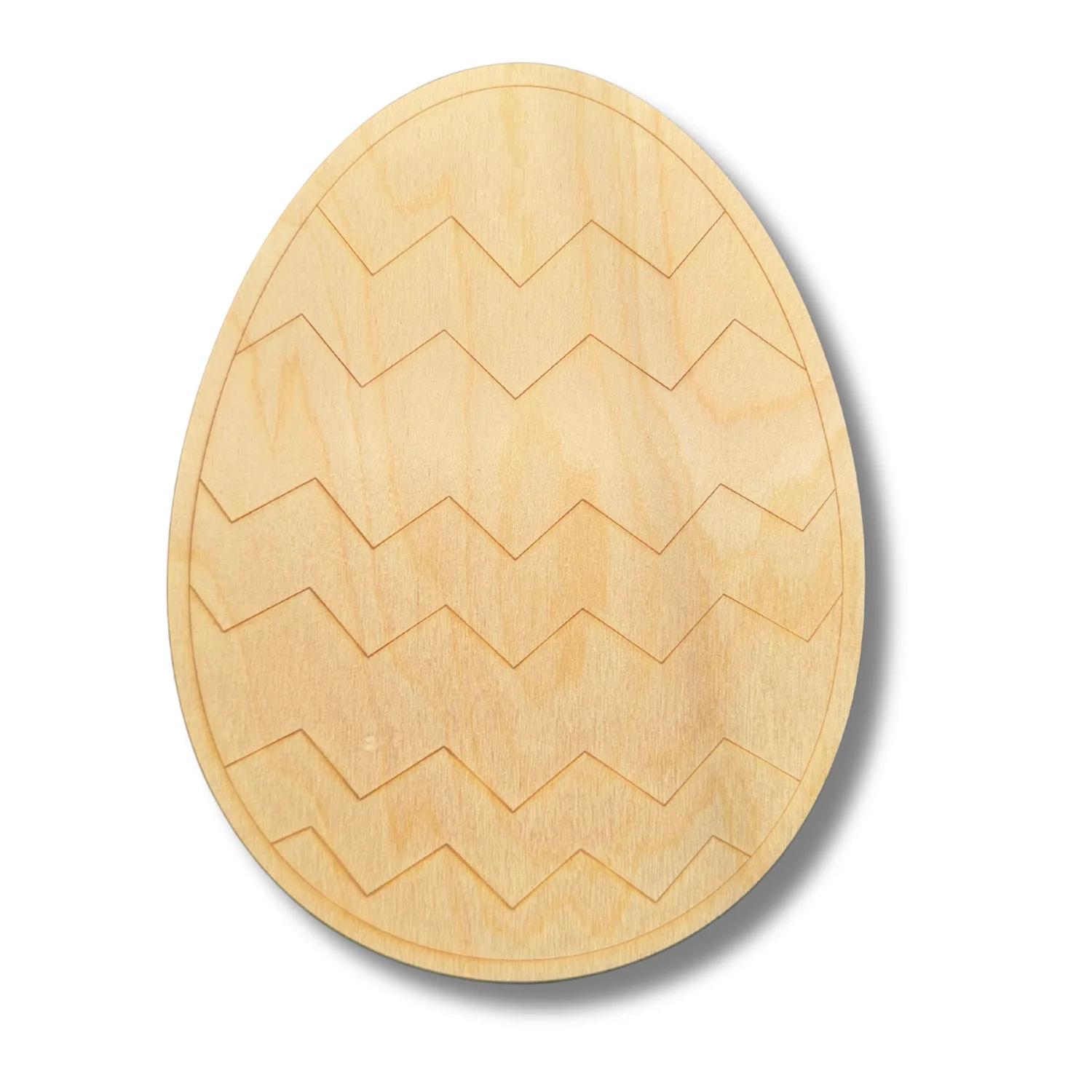 Unfinished Wood Etched Zig Zag Easter Egg Shape | Paint By Line Crafts | up to 30" DIY - Image 2