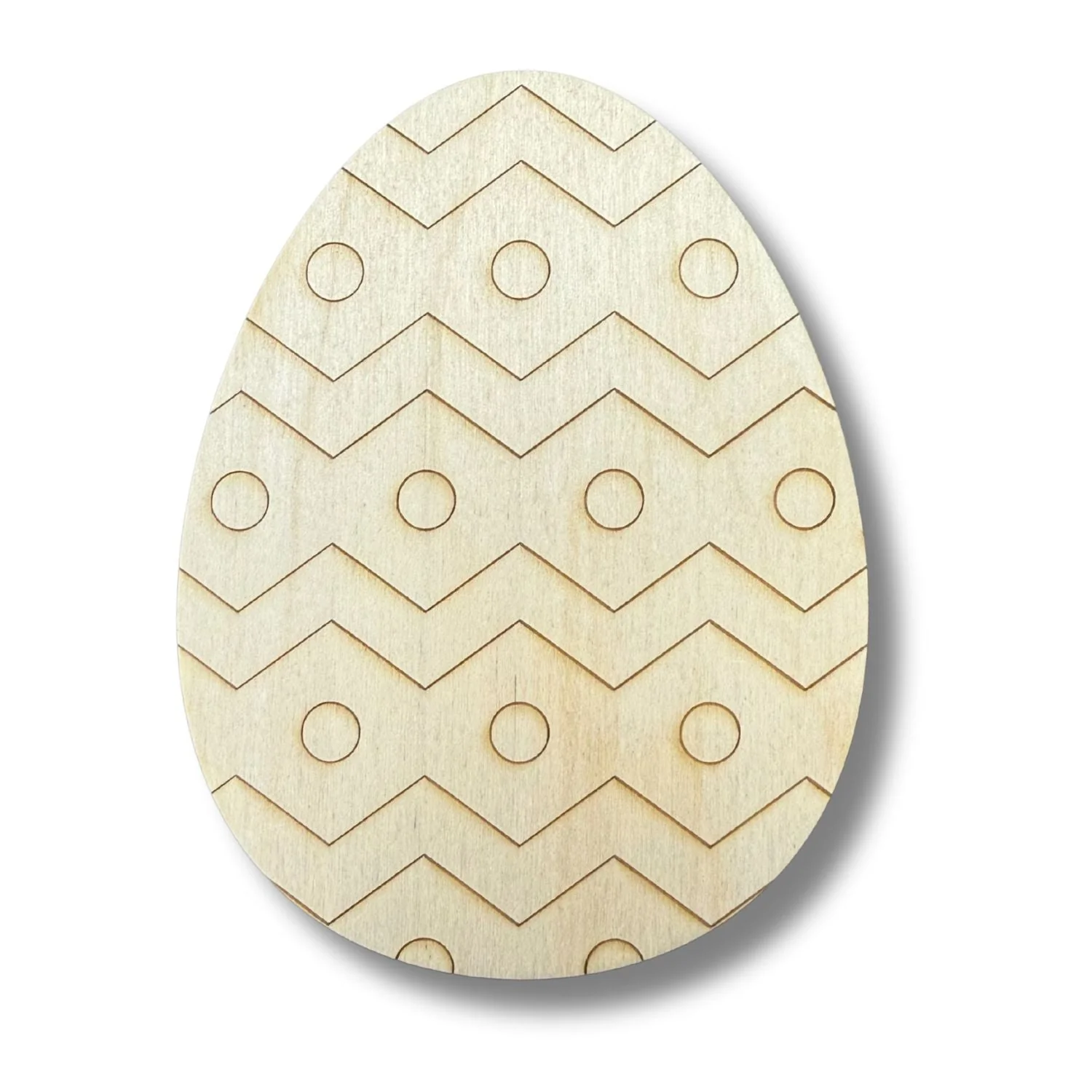 Unfinished Wood Etched Zig Zag Pattern Egg Shape | Paint By Line Crafts | up to 30" DIY - Image 2