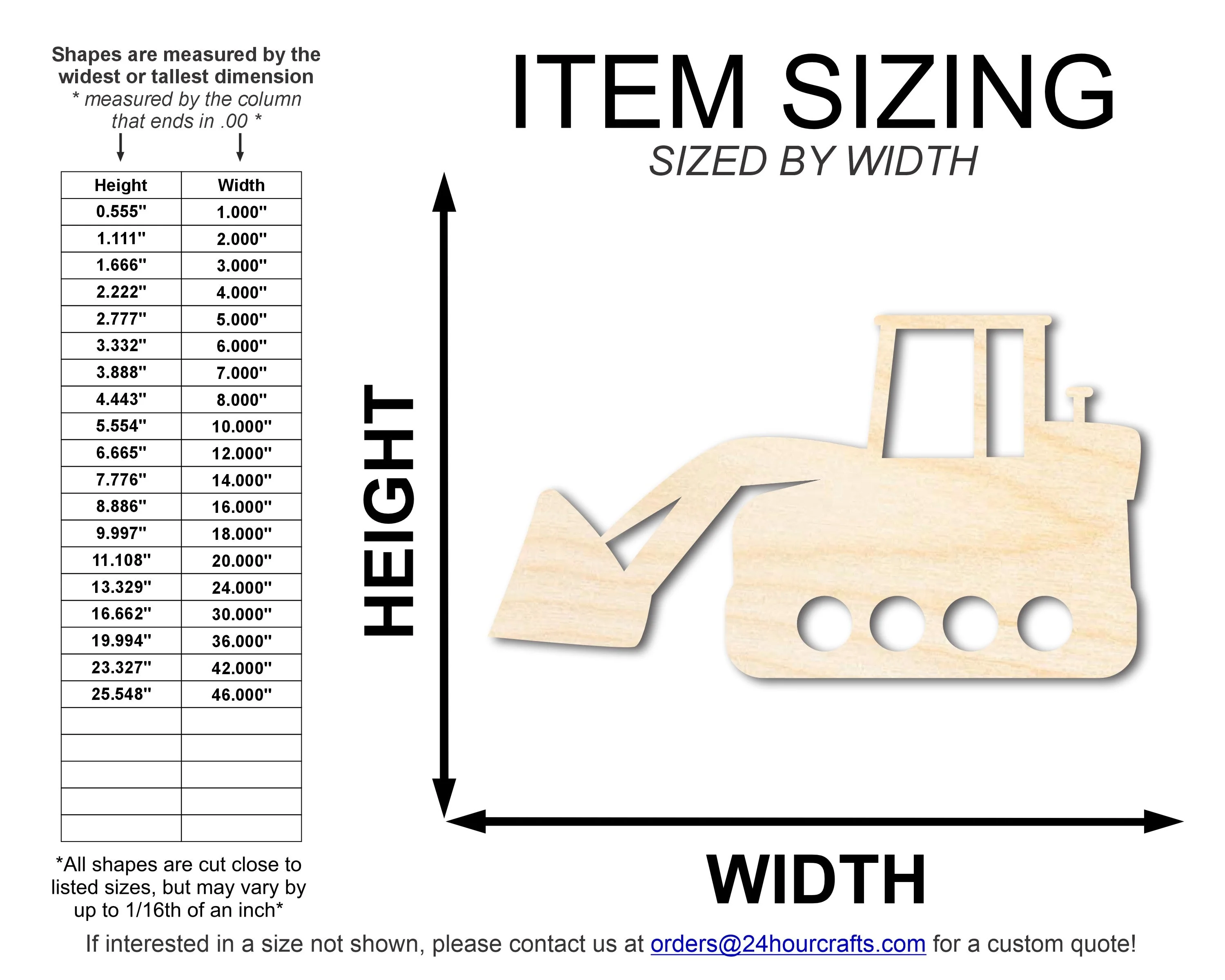 Unfinished Wood Excavator Shape | DIY Craft Cutout | up to 46" DIY - Image 2