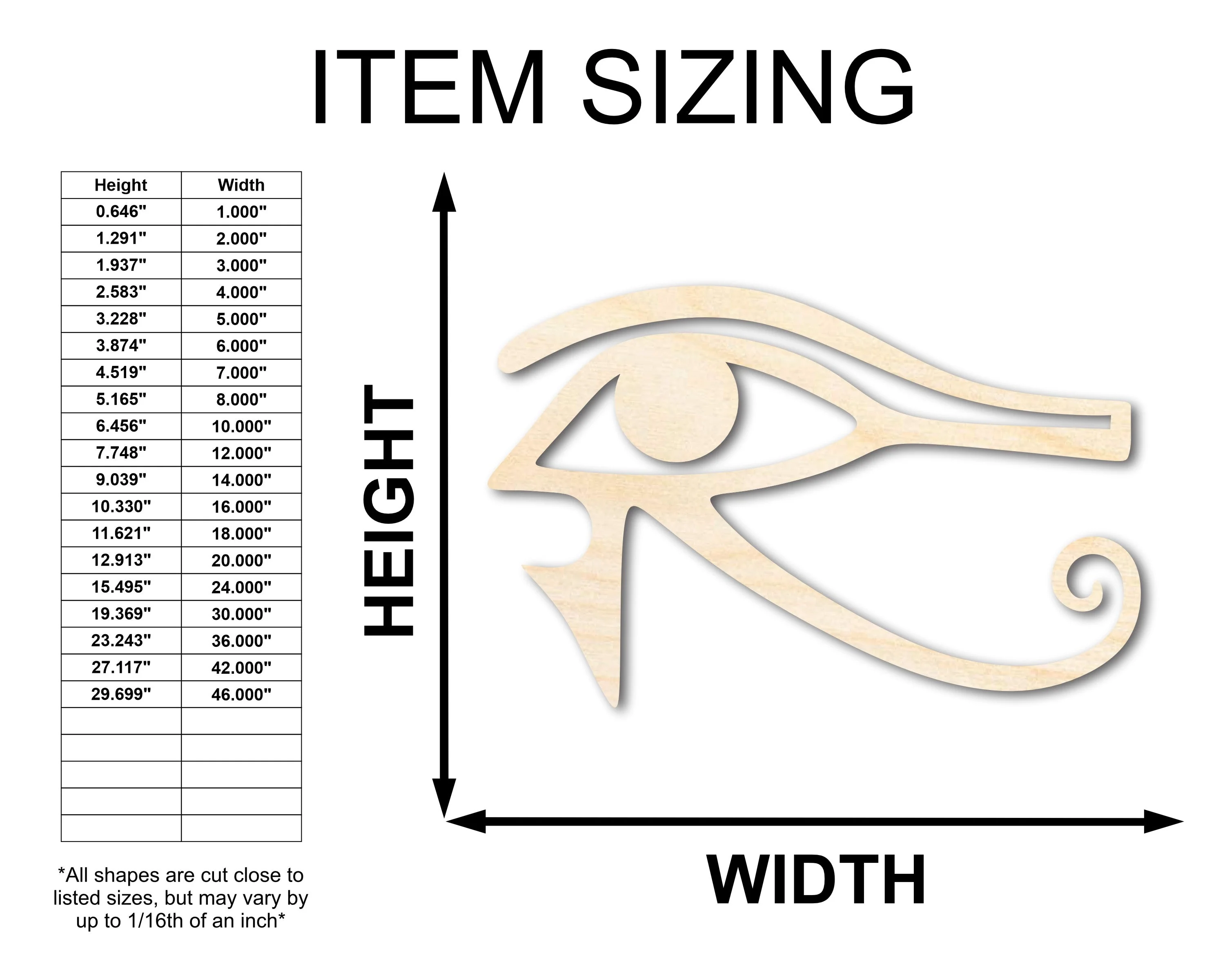 Unfinished Wood Eye of Ra Shape - Egypt - Mythical Craft - up to 46" DIY - Image 2