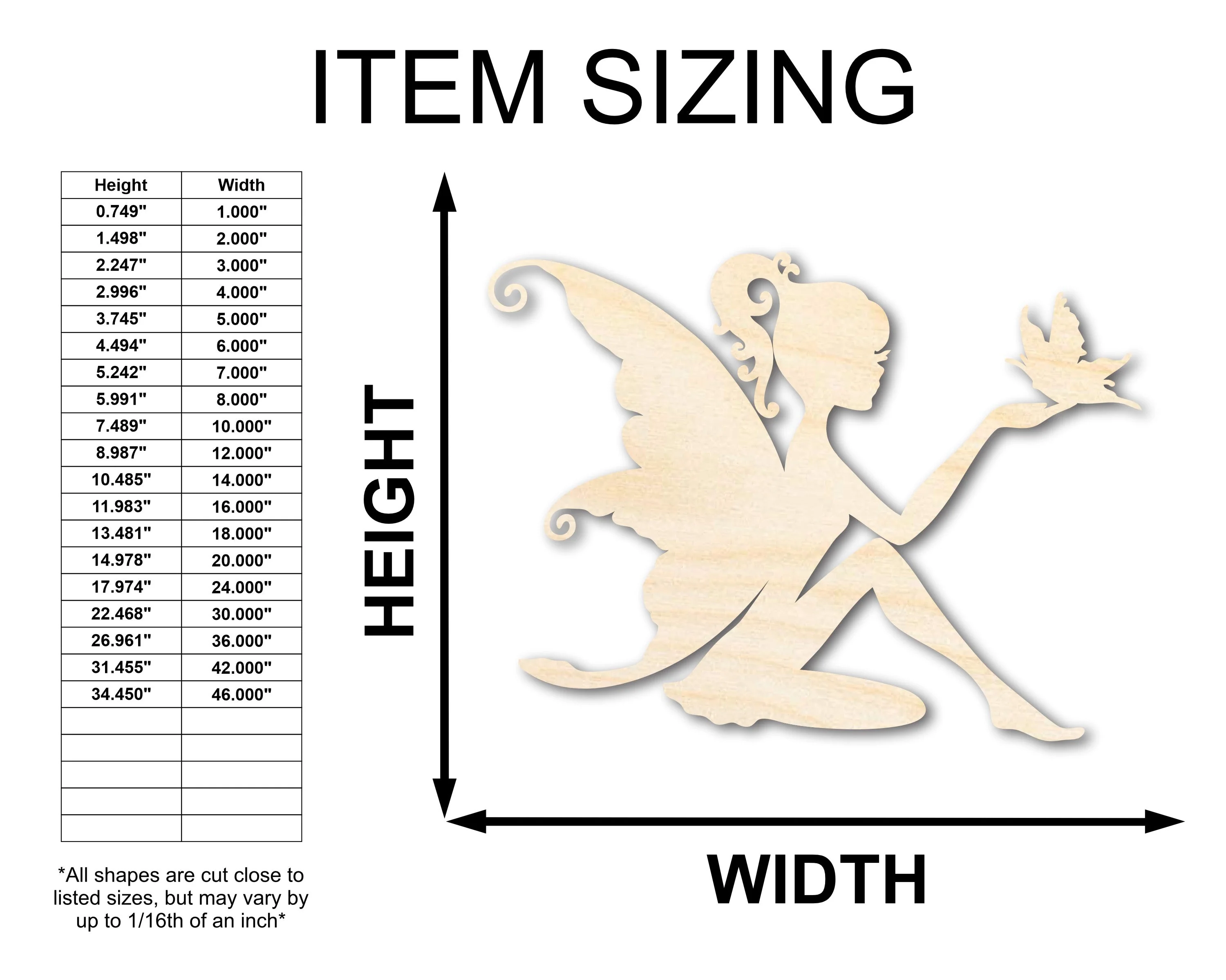 Unfinished Wood Fairy Shape - Craft - up to 46" - Image 2