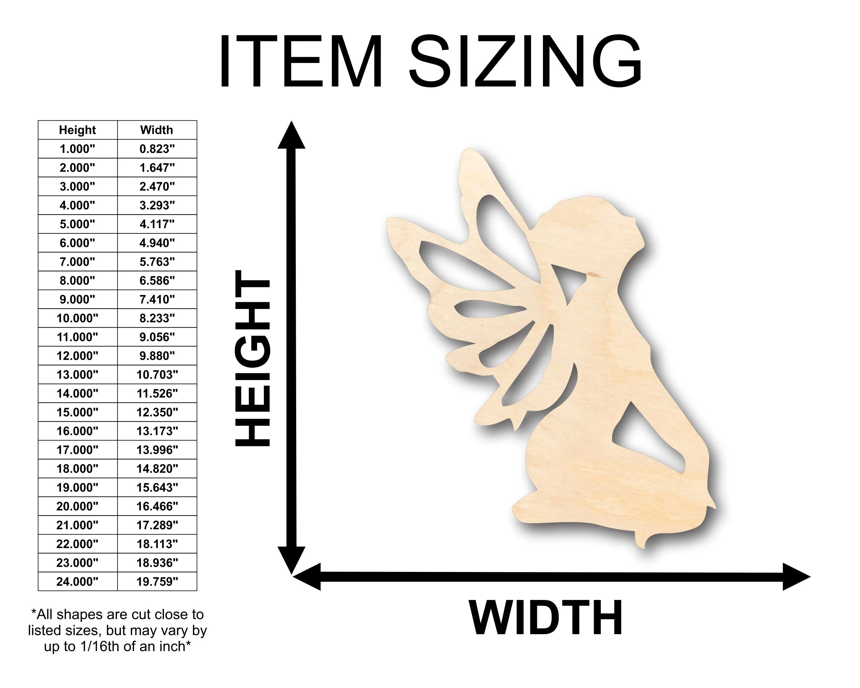 Unfinished Wood Fairy Shape - Craft - up to 46" DIY - Image 2
