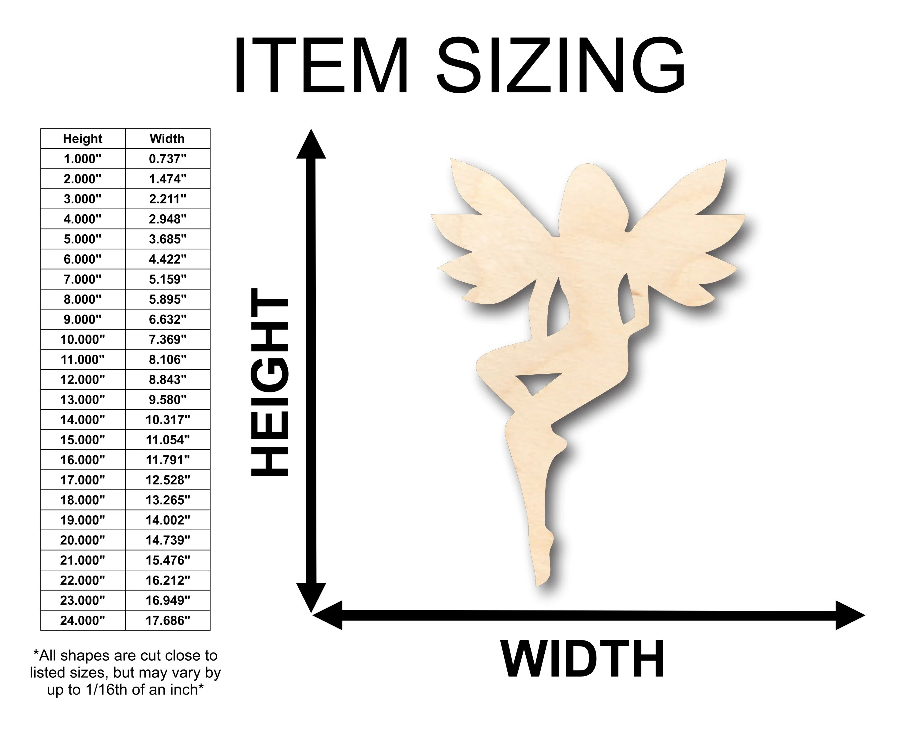 Unfinished Wood Fairy Shape - Craft - up to 46" DIY - Image 2
