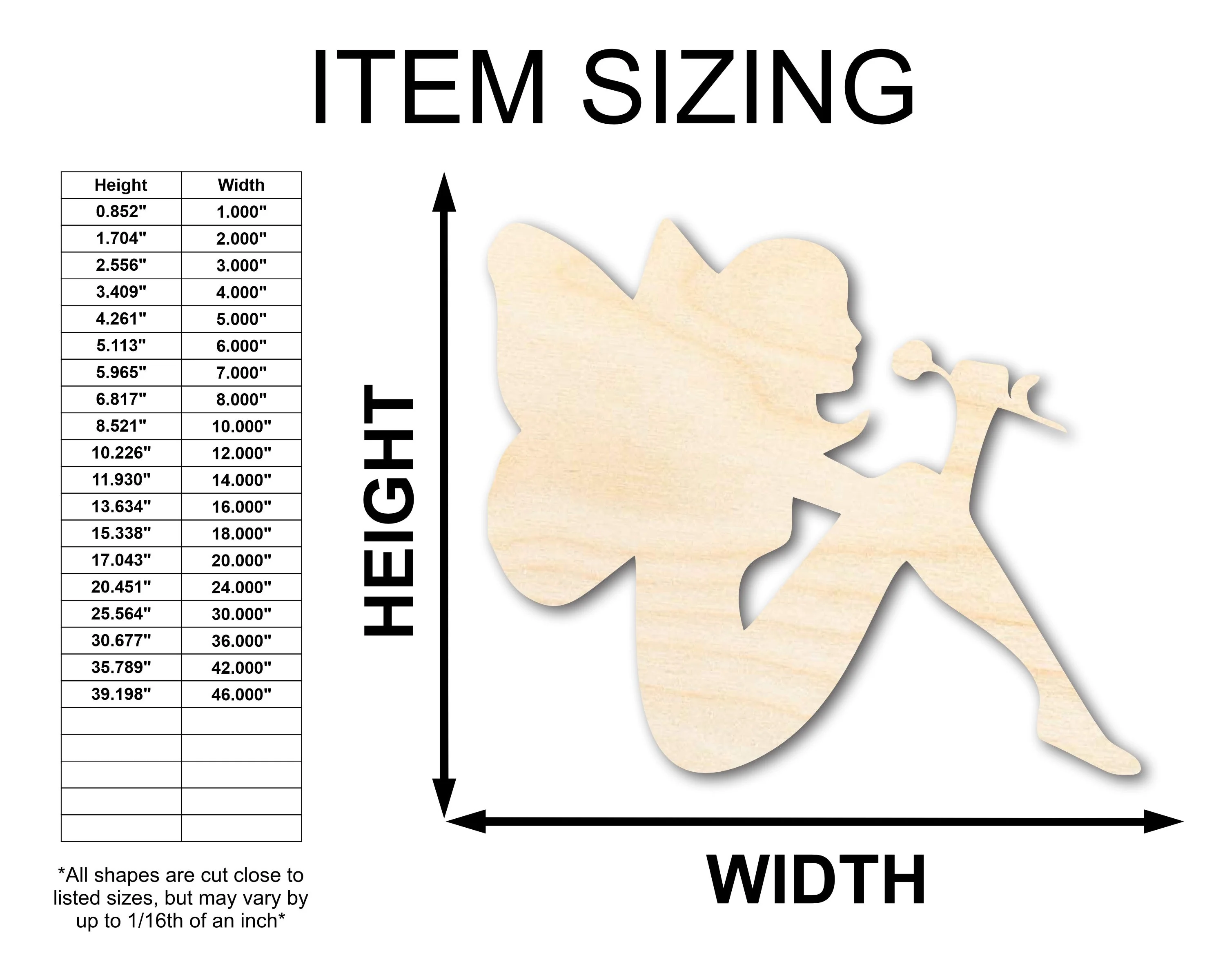 Unfinished Wood Fairy Shape - Craft - up to 46" - Image 2