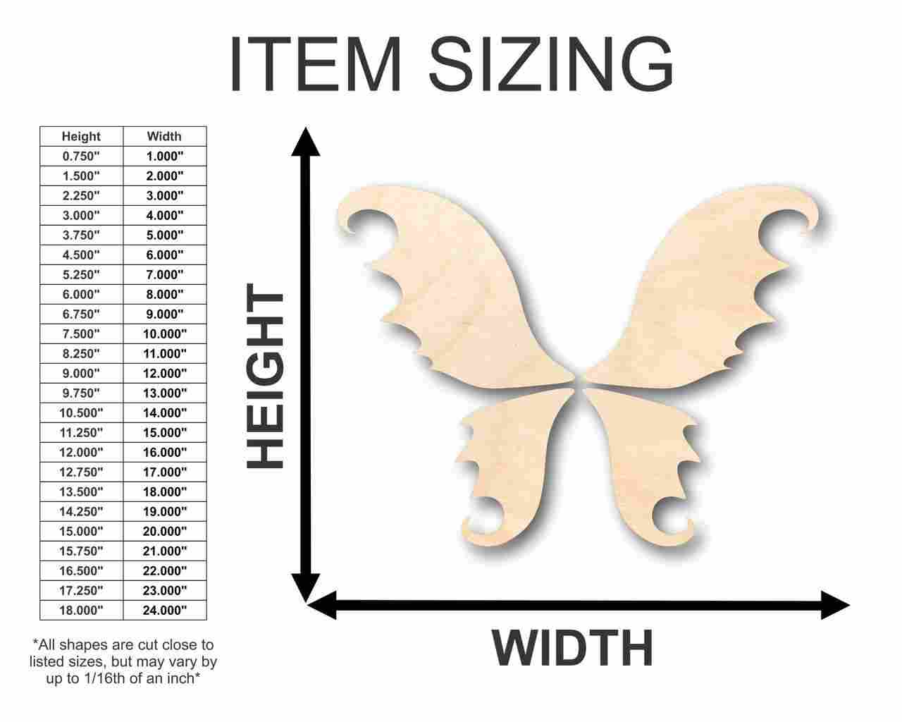 Unfinished Wood Fairy Wings Shape - Mythical - DIY Costume - 4 Piece Craft - up to 46" DIY - Image 2