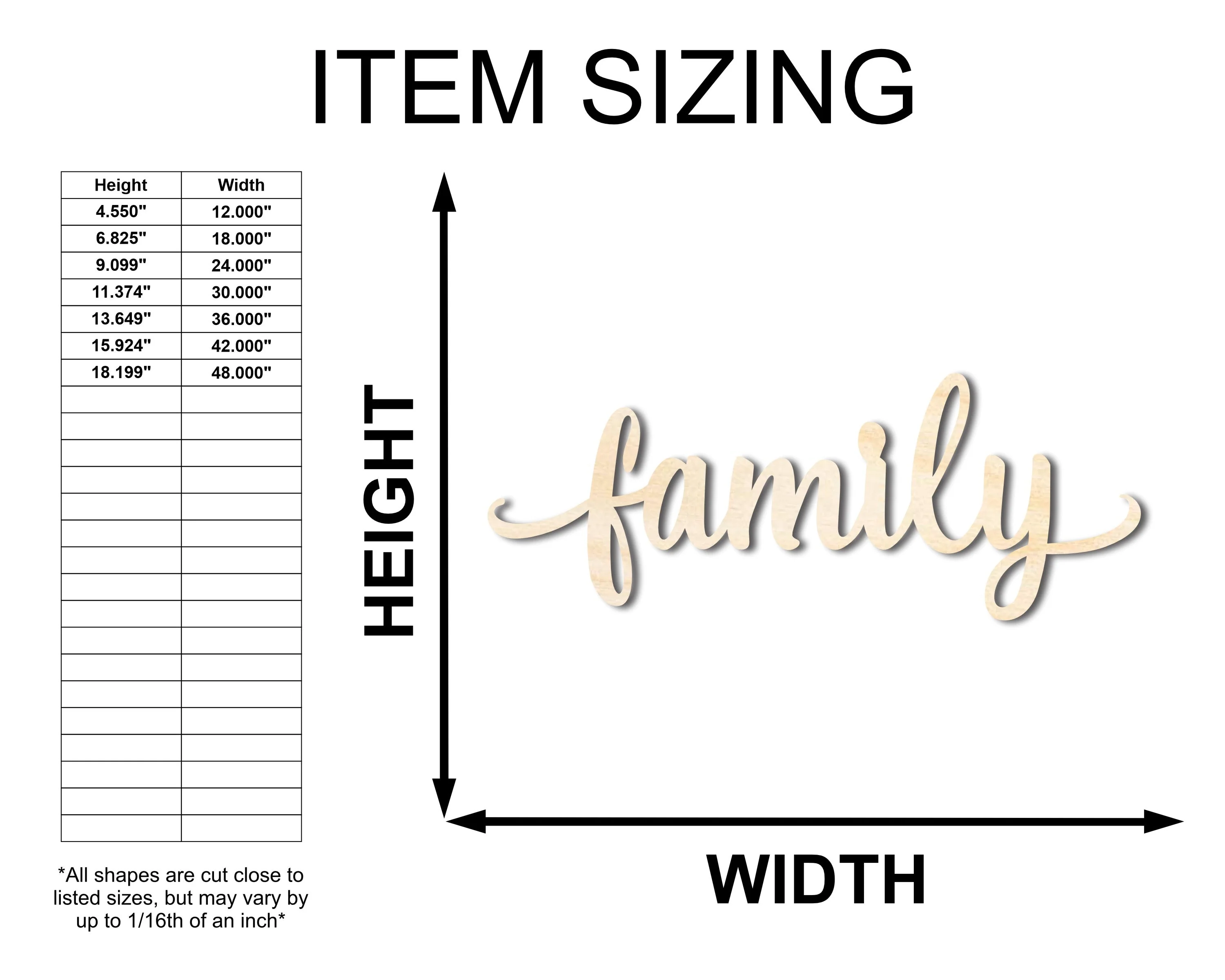 Unfinished Wood Family Shape - Word Craft - up to 46" - Image 2