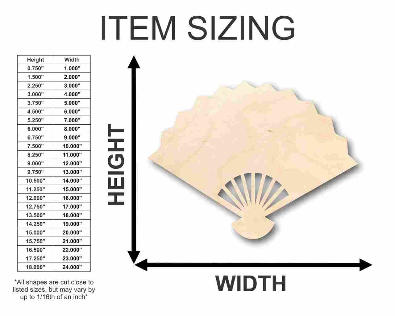 Unfinished Wood Fan Shape - Asian - Craft - up to 46" DIY - Image 2