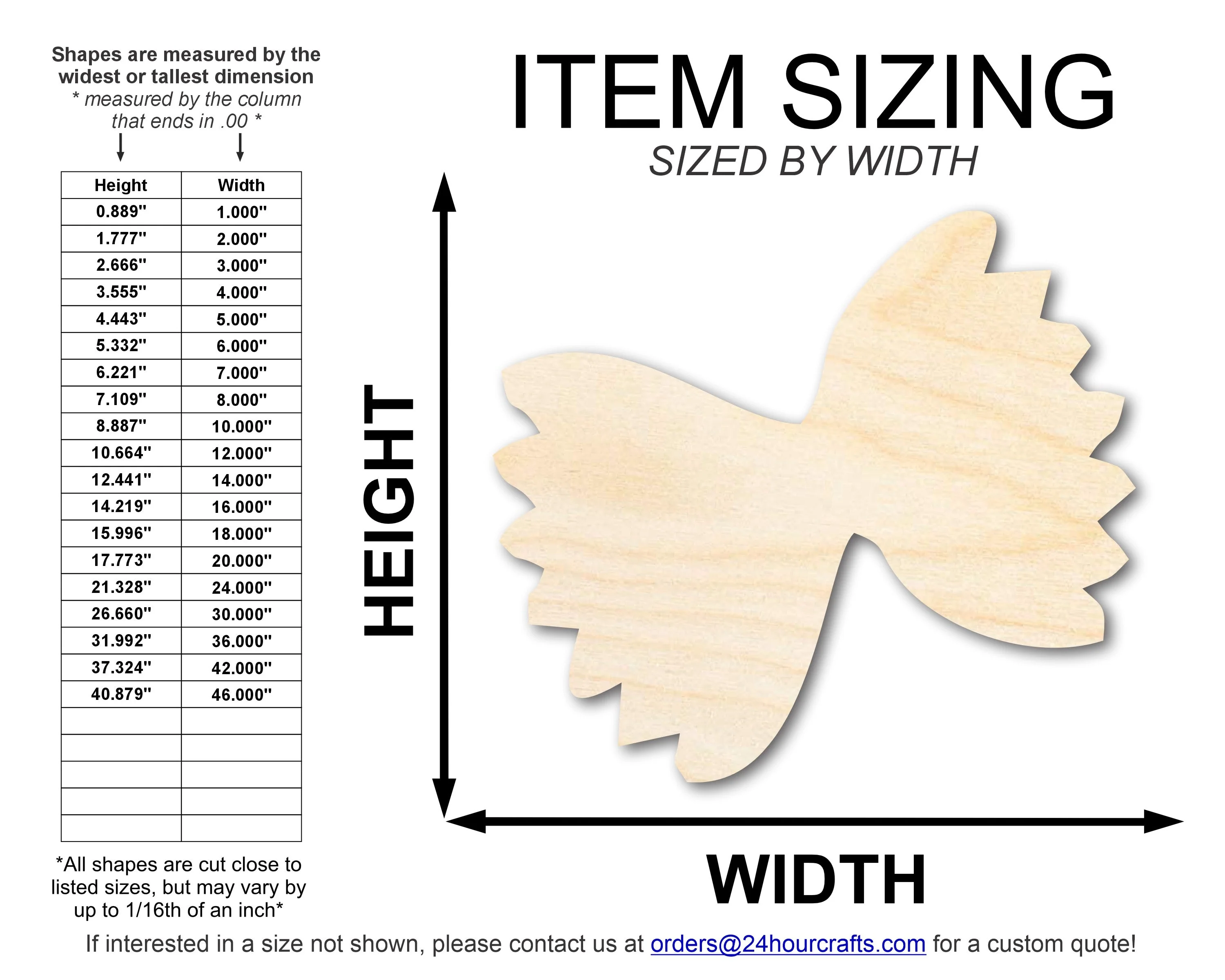 Unfinished Wood Farfalle Pasta| DIY Craft Cutout | up to 46" DIY - Image 2