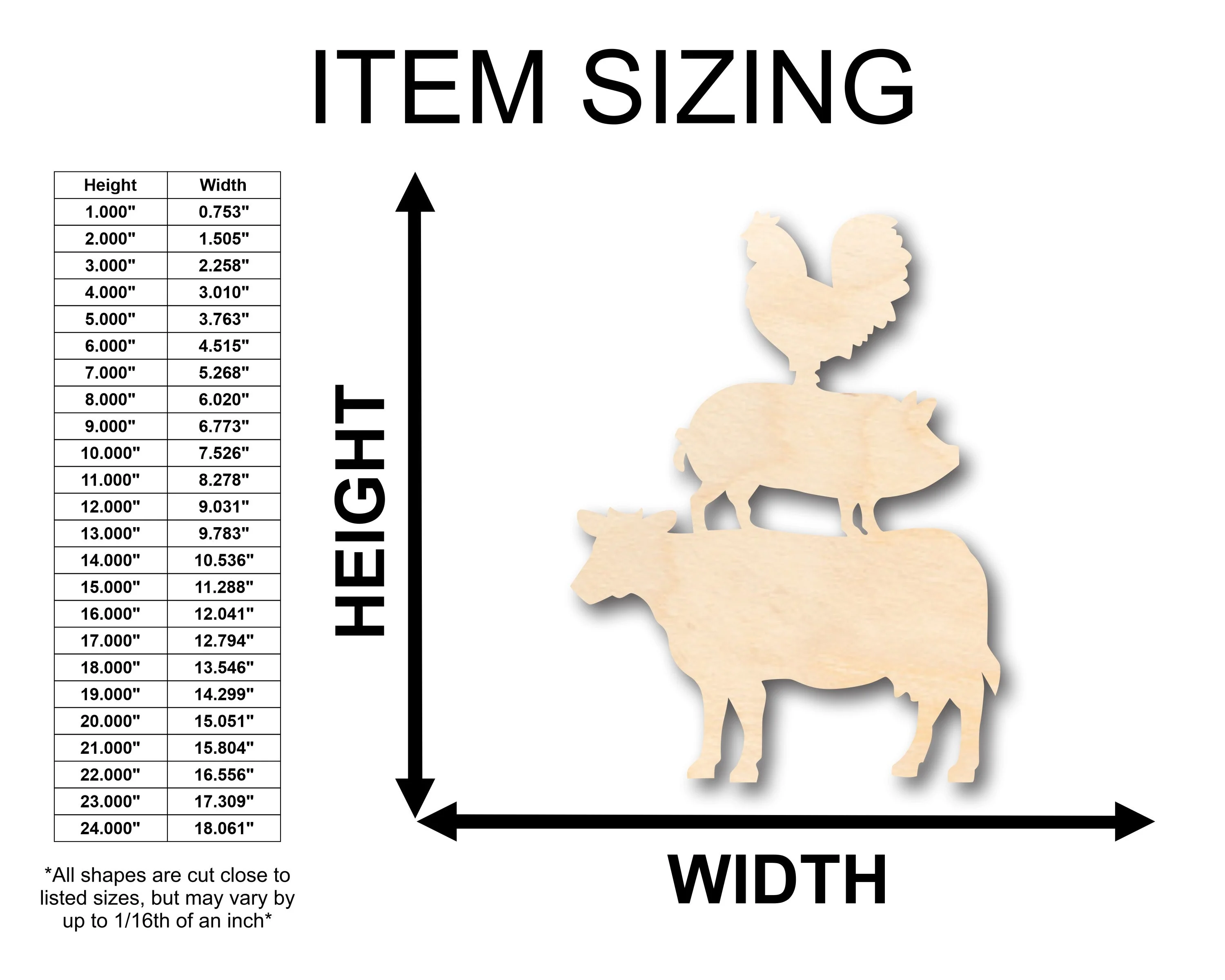 Unfinished Wood Farm Animals Shape - Craft - up to 46" DIY - Image 2