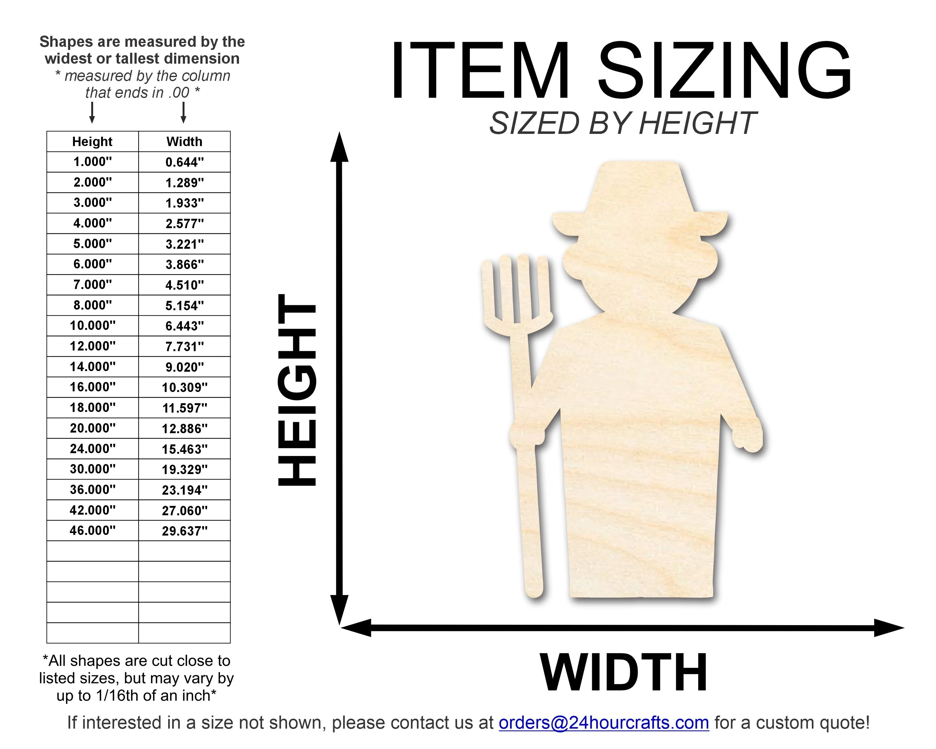 Unfinished Wood Farmer Shape | DIY Craft Cutout | up to 46" DIY - Image 2