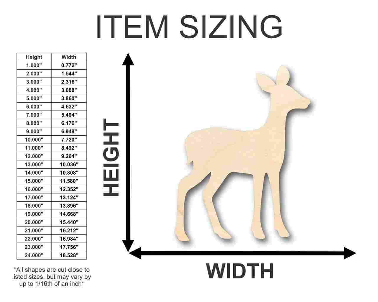 Unfinished Wood Fawn Deer Shape - Animal - Craft - up to 46" DIY - Image 2