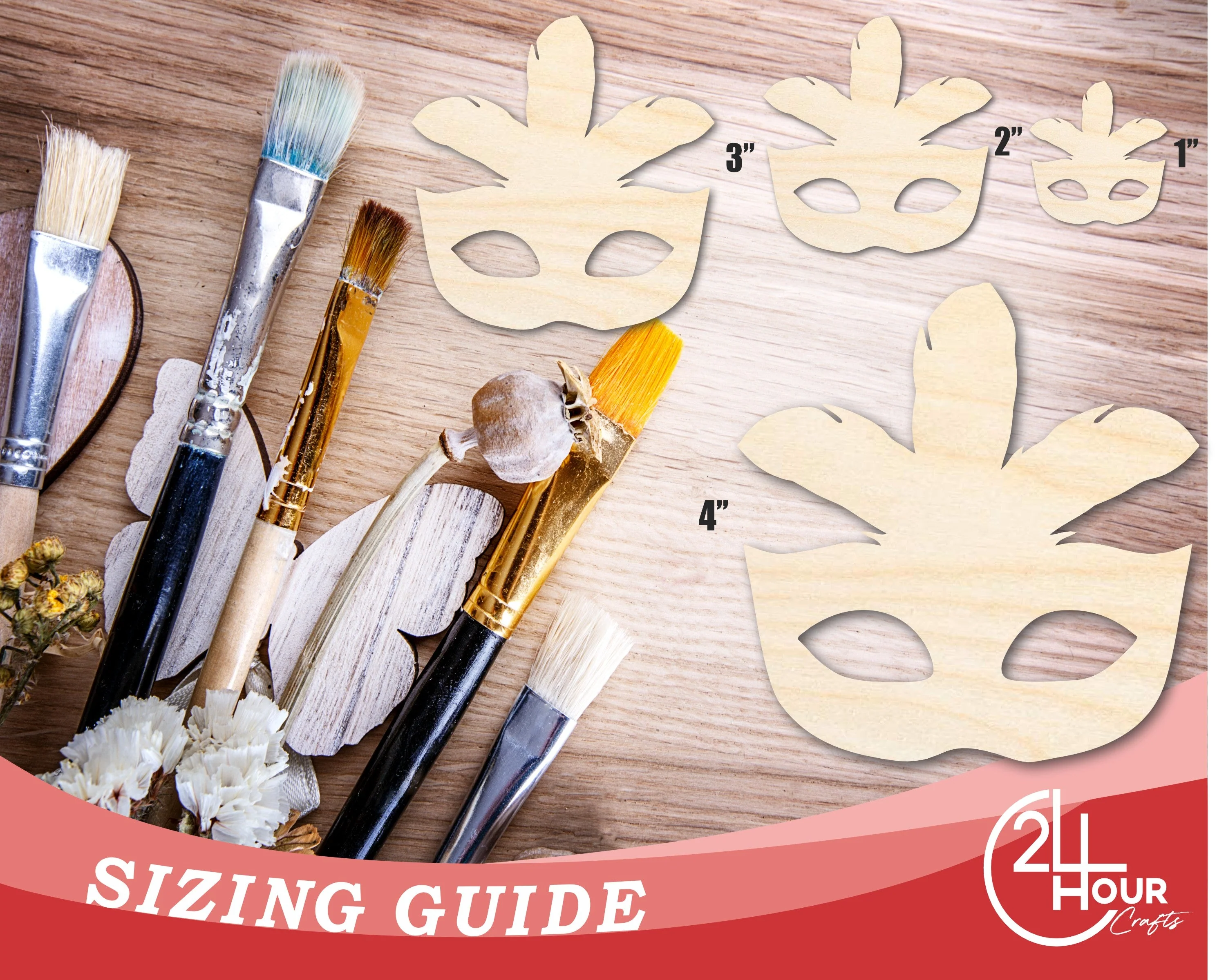 Unfinished Wood Feather Mask Silhouette | Mardi Gras | DIY Craft Cutout | up to 46" DIY - Image 3