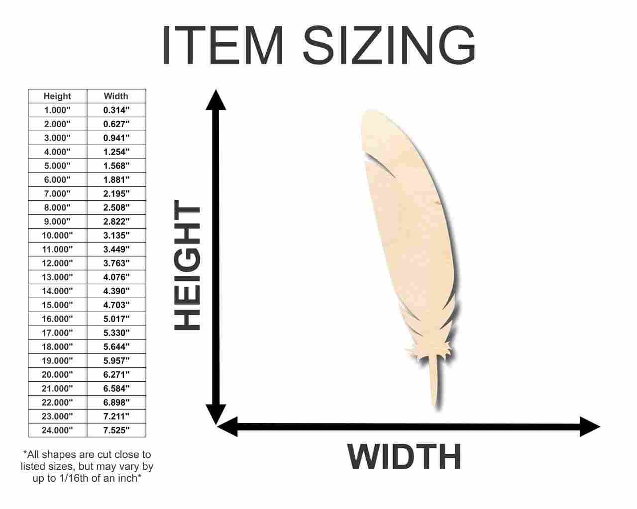 Unfinished Wood Feather Shape - Animal - Bird - Wildlife - Craft - up to 46" DIY - Image 2