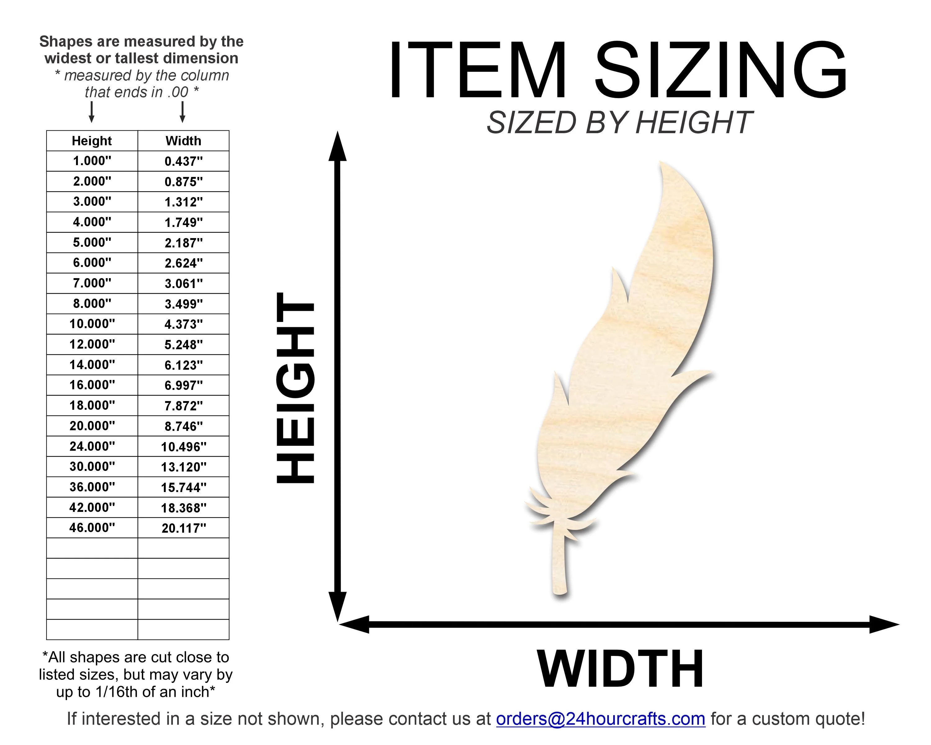 Unfinished Wood Feather Shape | DIY Craft Cutout | up to 46" DIY - Image 2