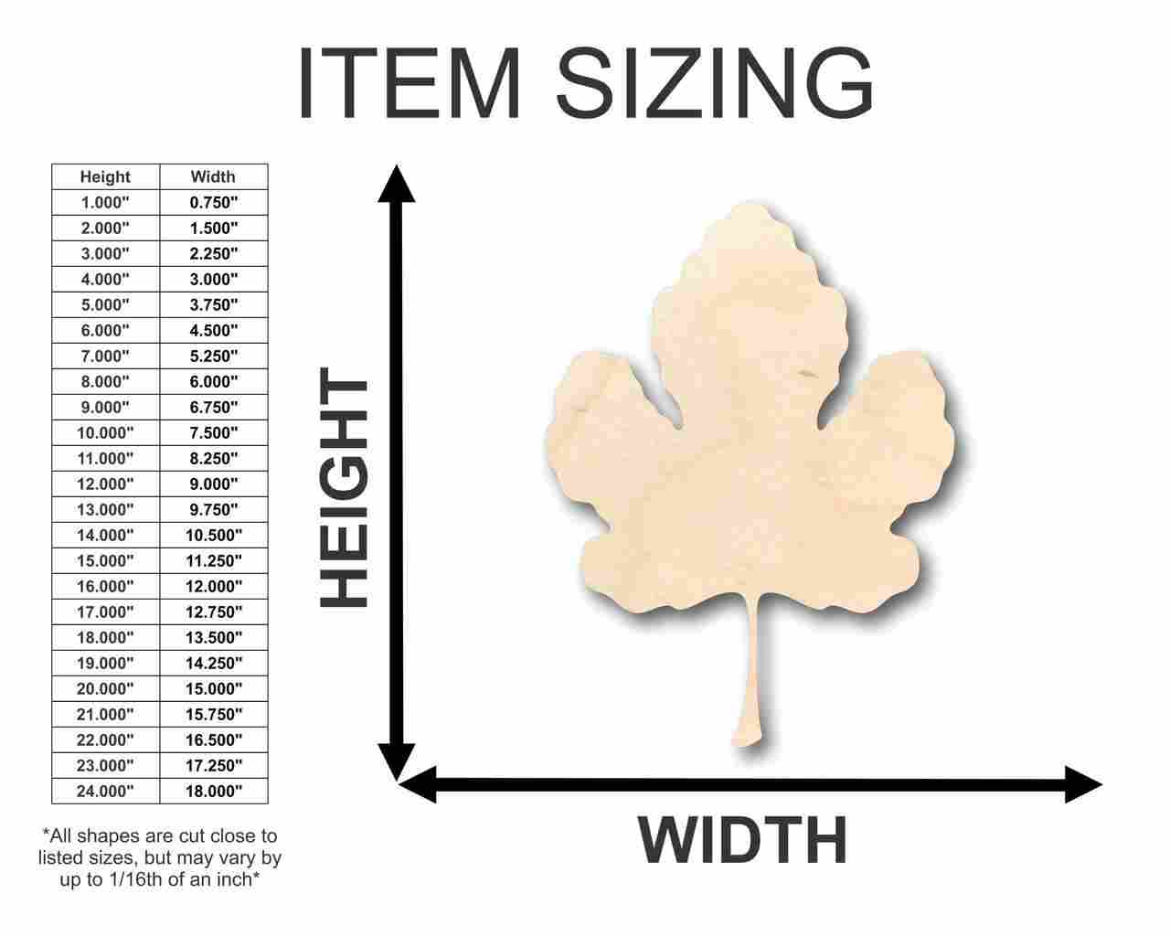 Unfinished Wood Fig Leaf Shape - Fall - Fruit - Craft - up to 46" DIY - Image 2