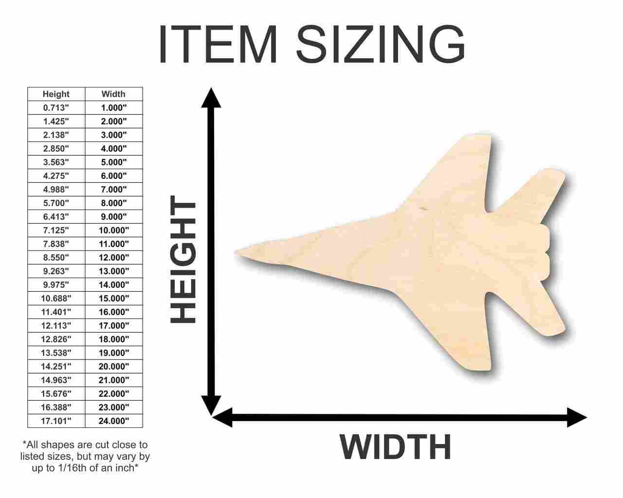 Unfinished Wood Fighter Jet Airplane Shape - Craft- up to 46" DIY - Image 2
