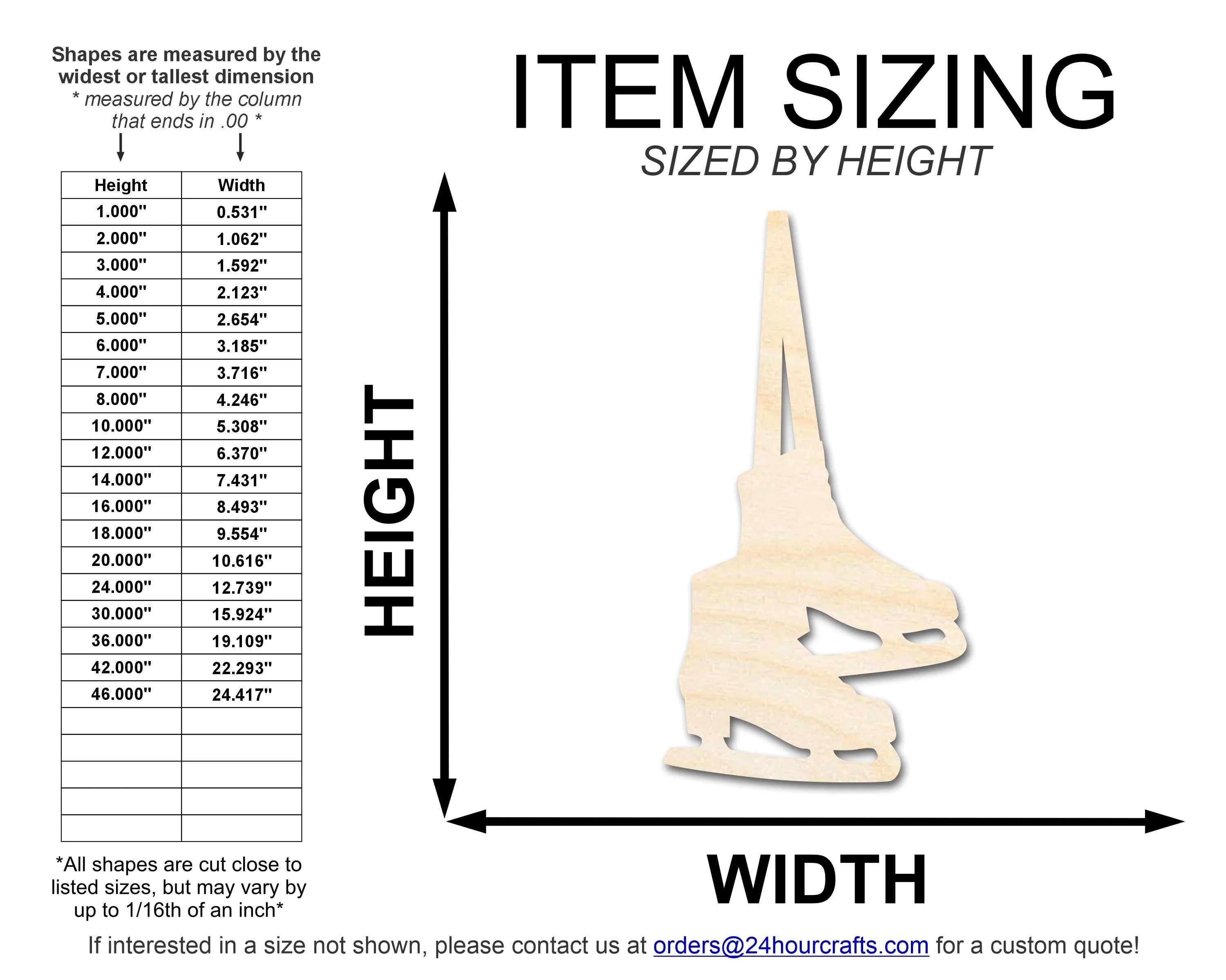 Unfinished Wood Figure Skates Shape | DIY Craft Cutout | up to 46" DIY - Image 2