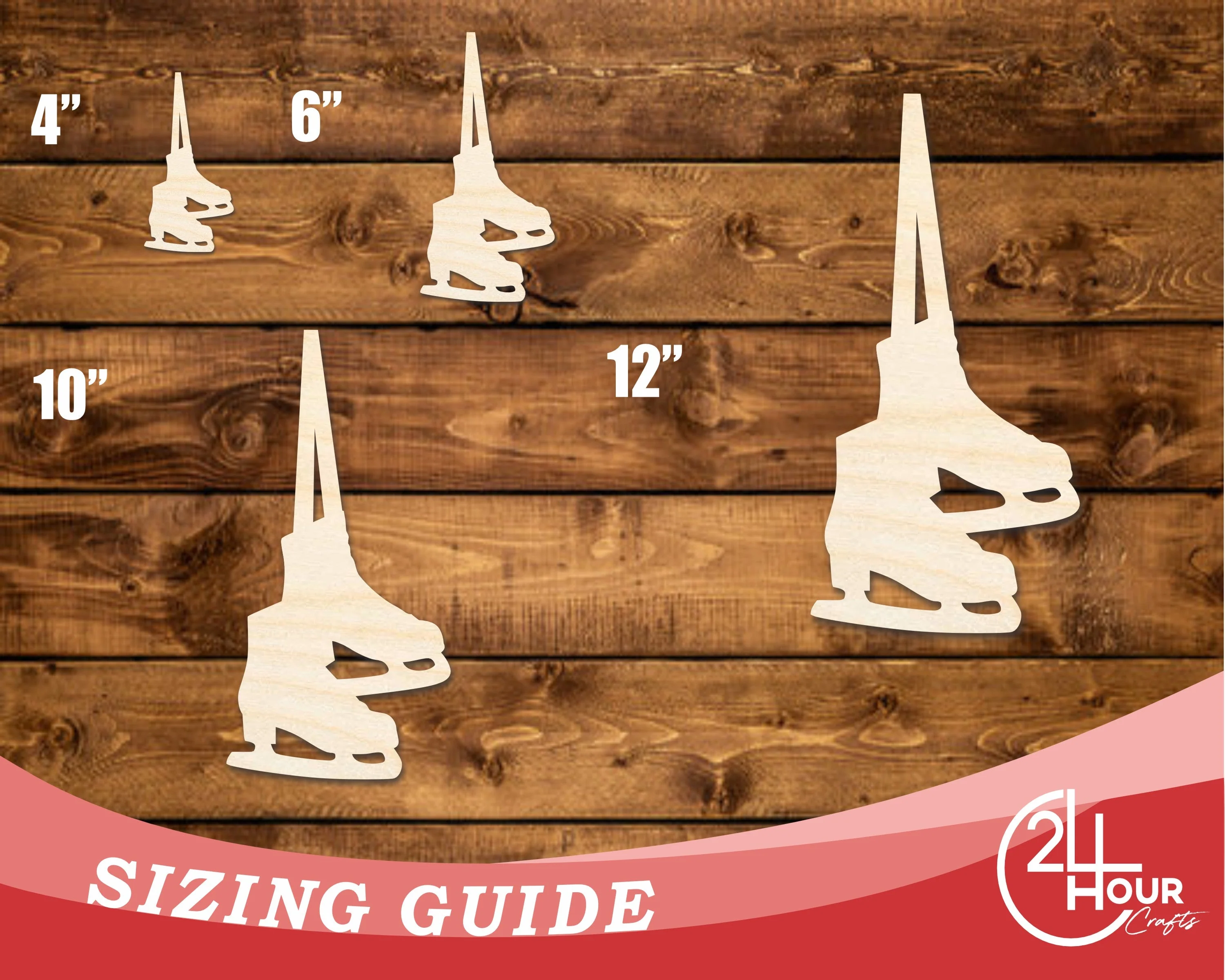 Unfinished Wood Figure Skates Shape | DIY Craft Cutout | up to 46" DIY - Image 3